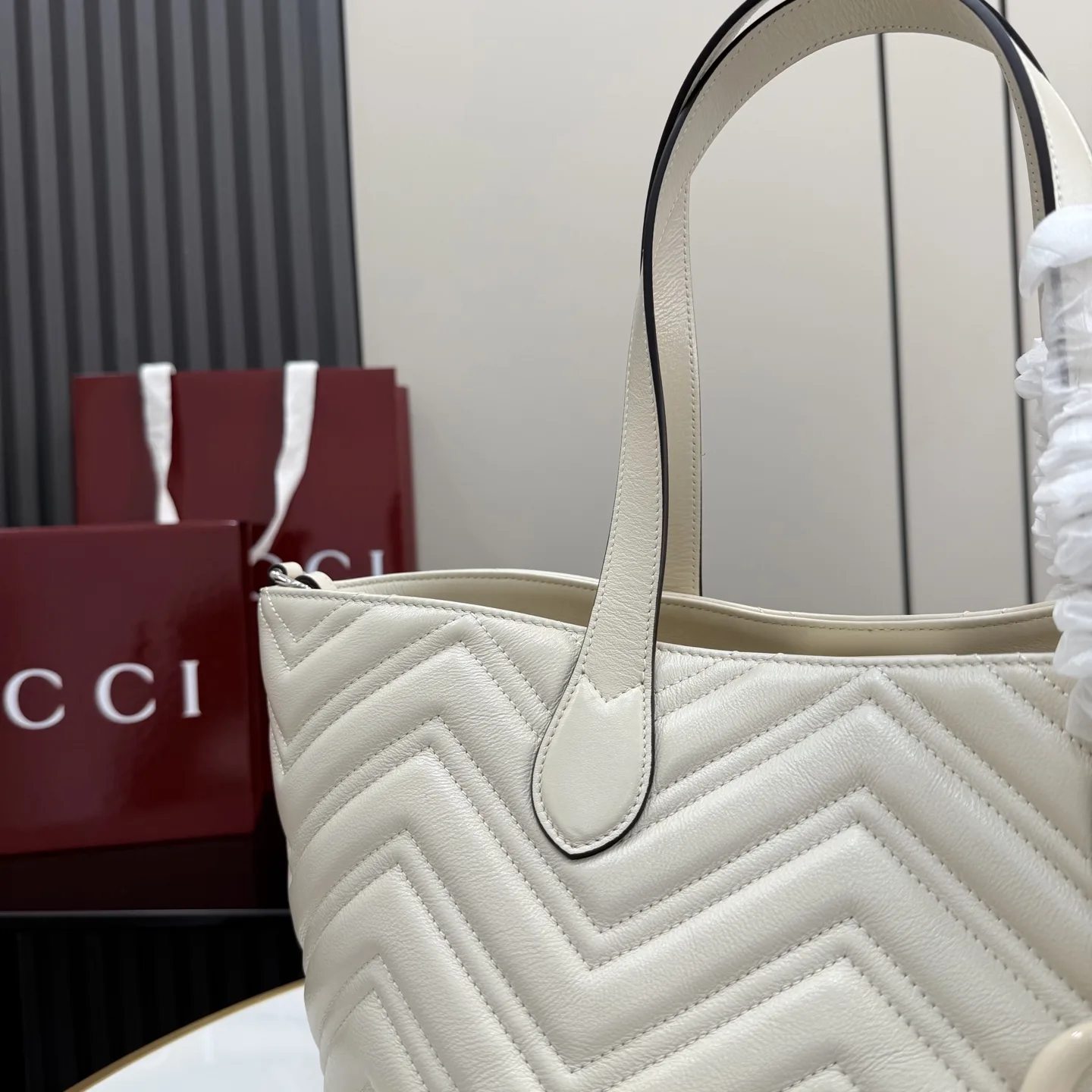 Gucci Marmont White GG Supreme Canvas Tote Bag product photo from LabelPicks