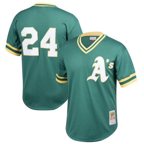 Rickey Henderson Athletics  Youth Cooperstown Collection Mesh Batting Practice Jersey - Green