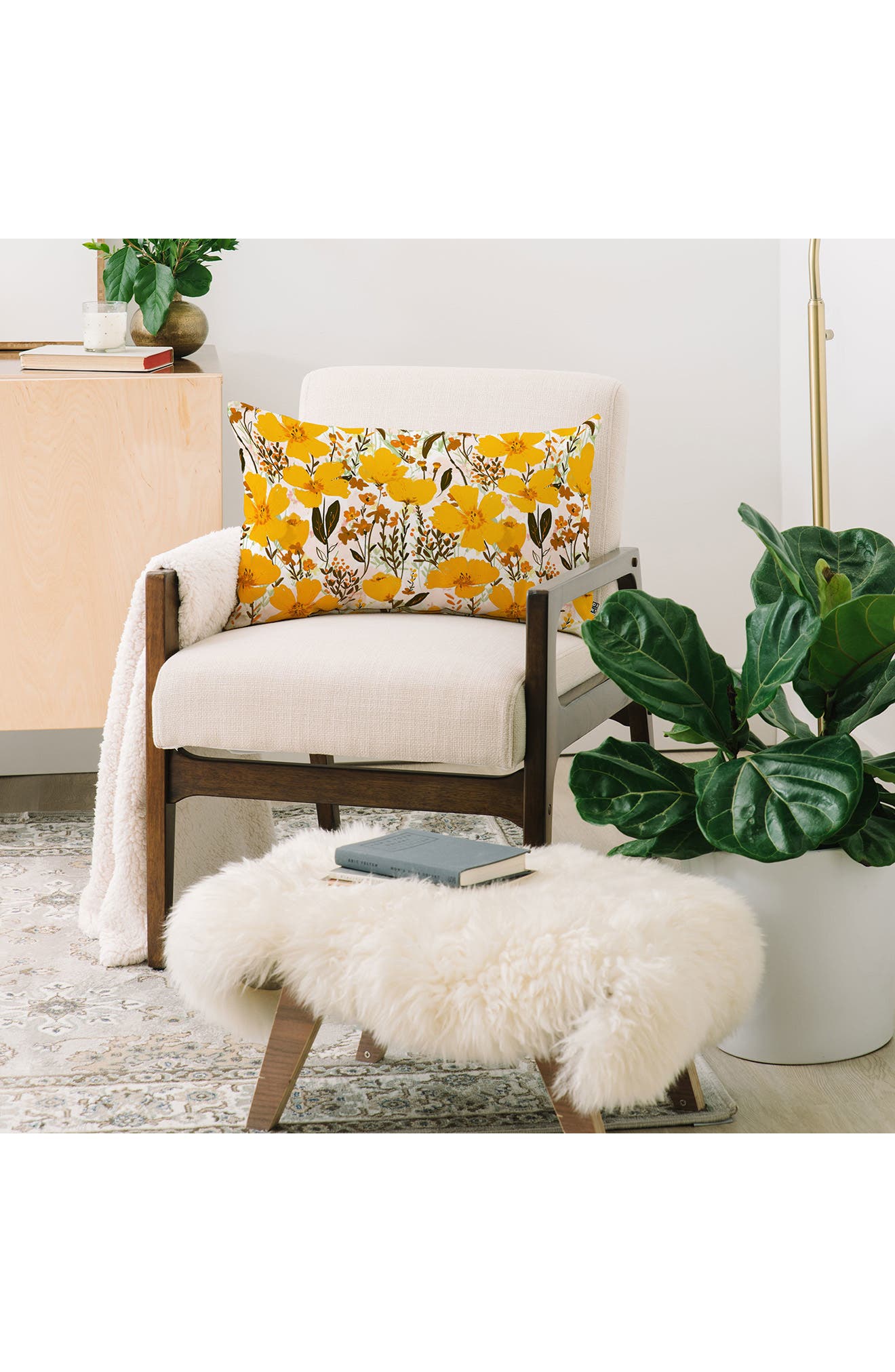 Deny Designs Allison Janssen Yellow Roaming Lumbar Throw Pillow