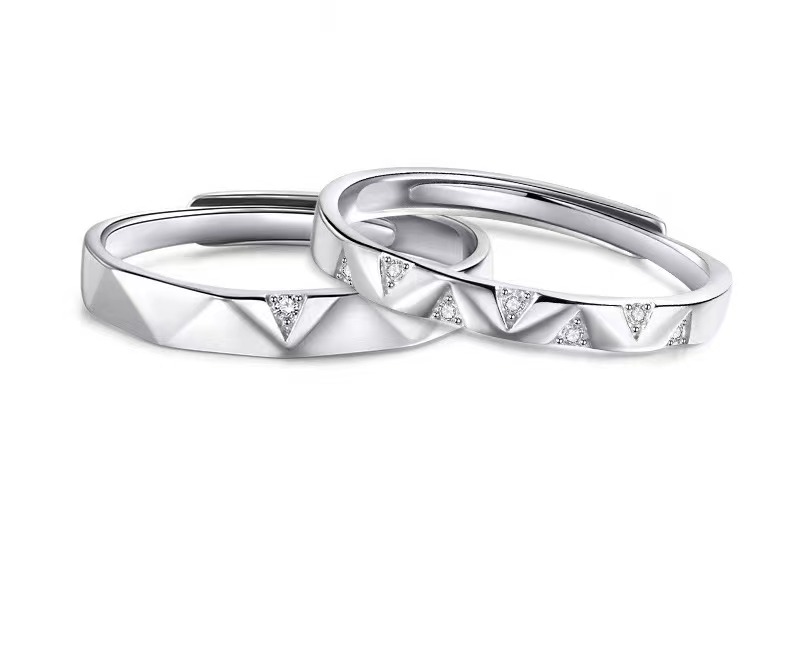 Star couple ring smooth ring diamond open ring lettering men and women ring
