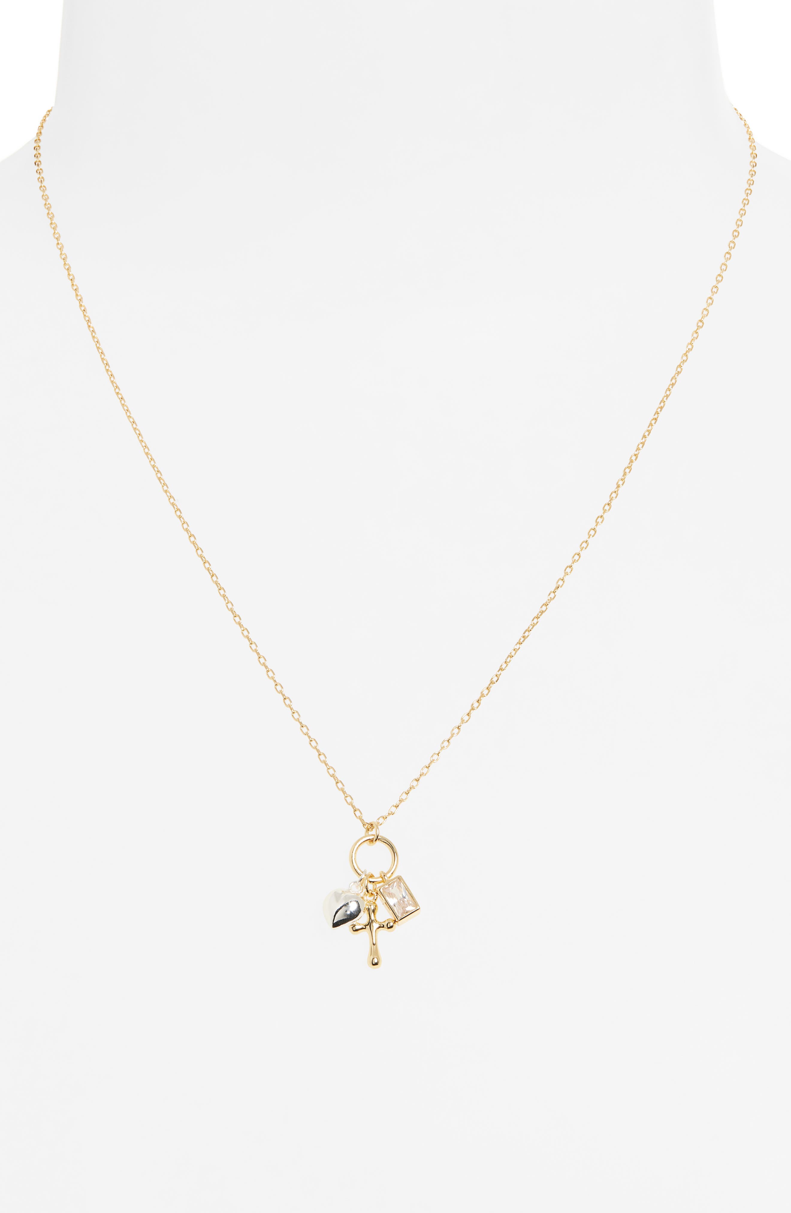 Argento Vivo Sterling Silver Cross Heart Charm Necklace