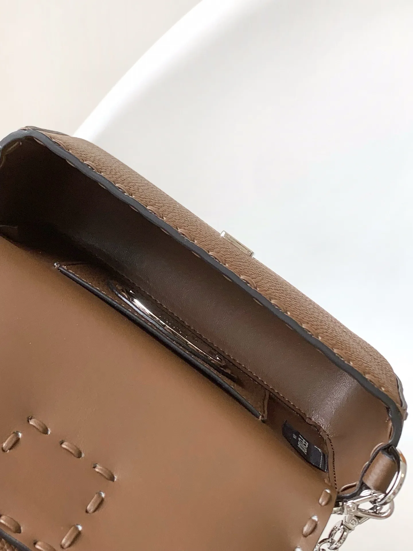 Fendi Baguette Brown Grained Leather Shoulder Bag product photo from LabelPicks