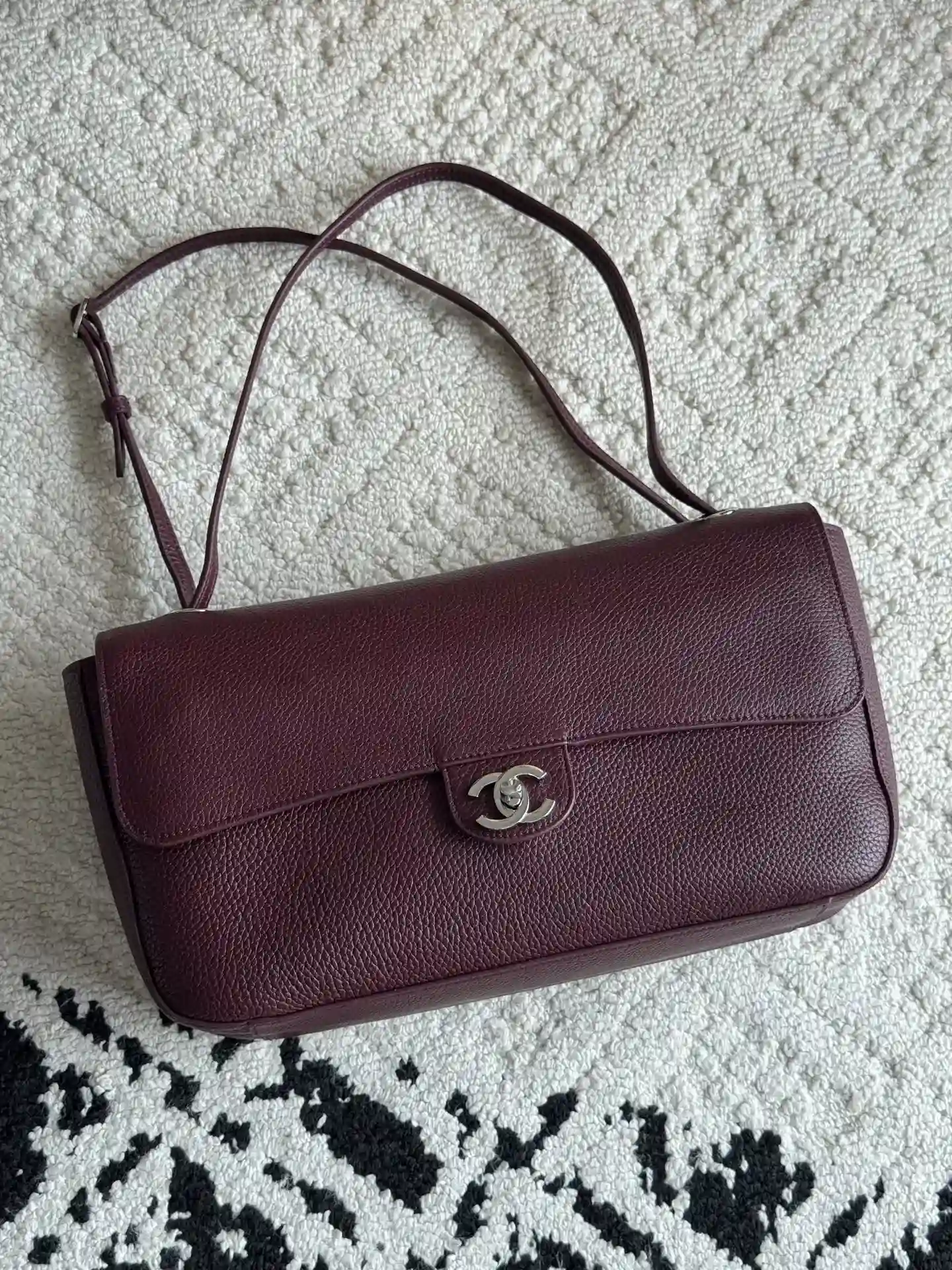 Chanel Burgundy Classic Flap Grained Leather Shoulder Bag product photo from LabelPicks