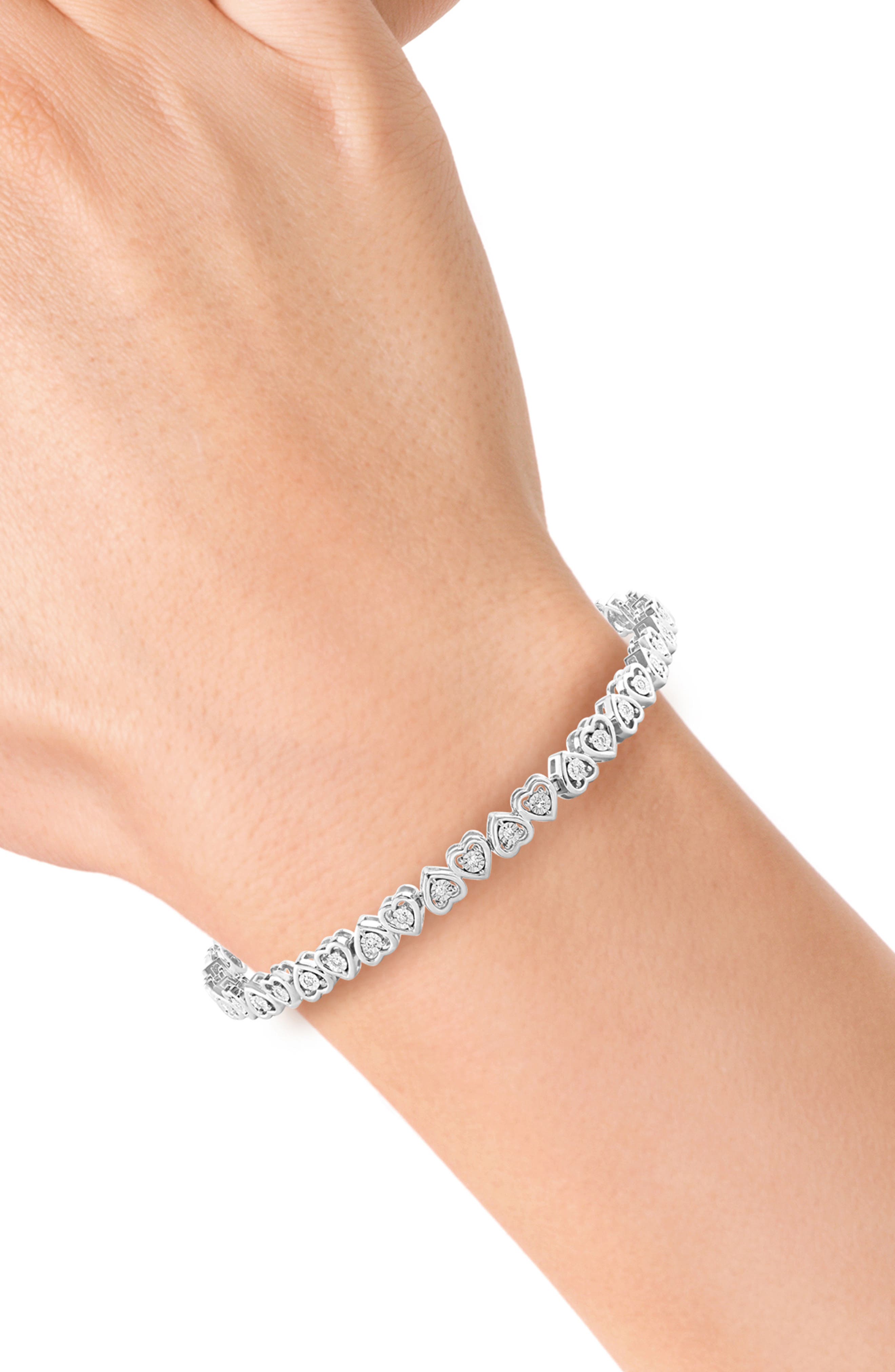 EFFY Sterling Silver Diamond Heart Tennis Bracelet - 0.22ct.