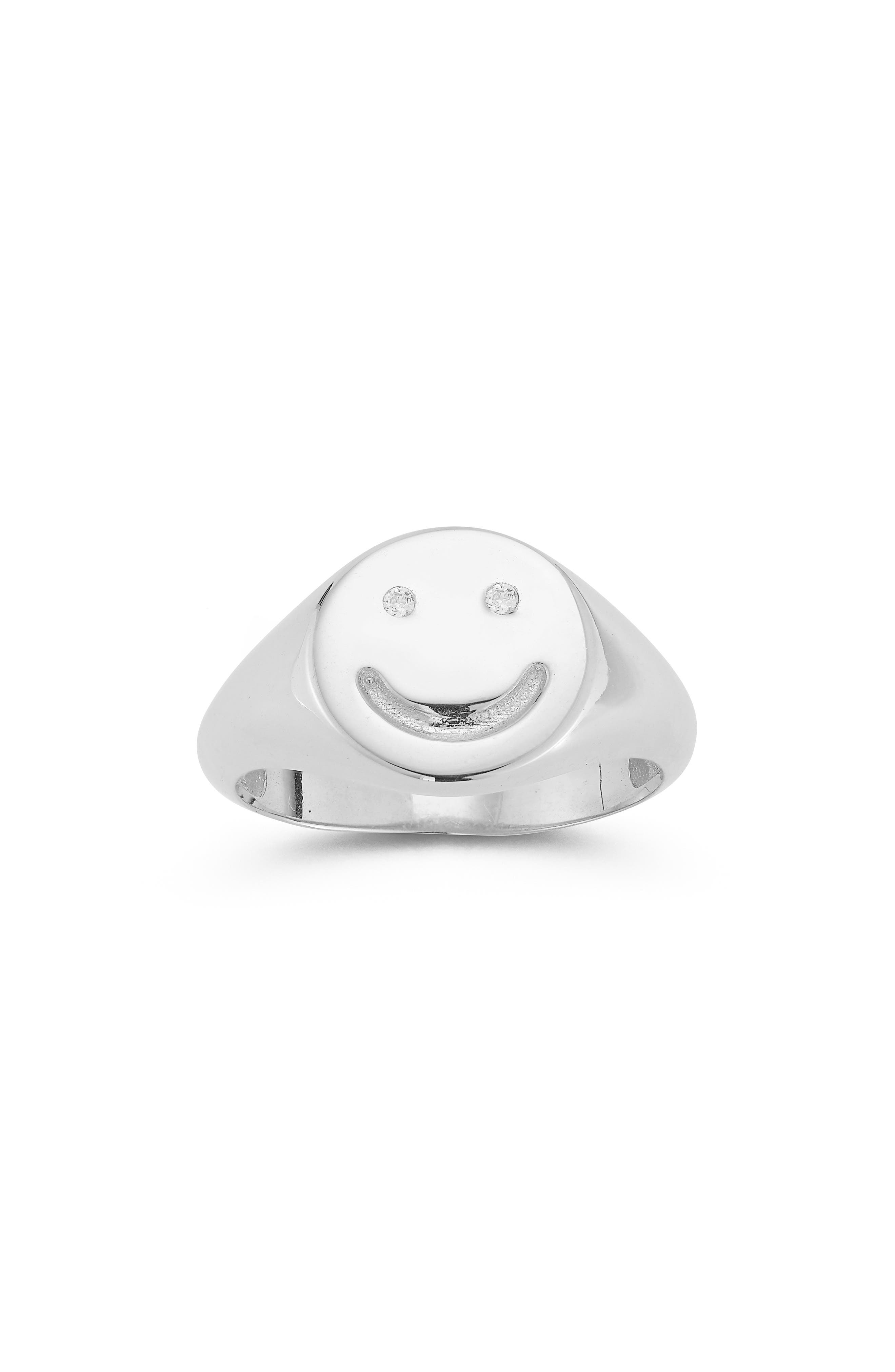 SPHERA MILANO Sterling Silver & CZ Smiley Face Ring