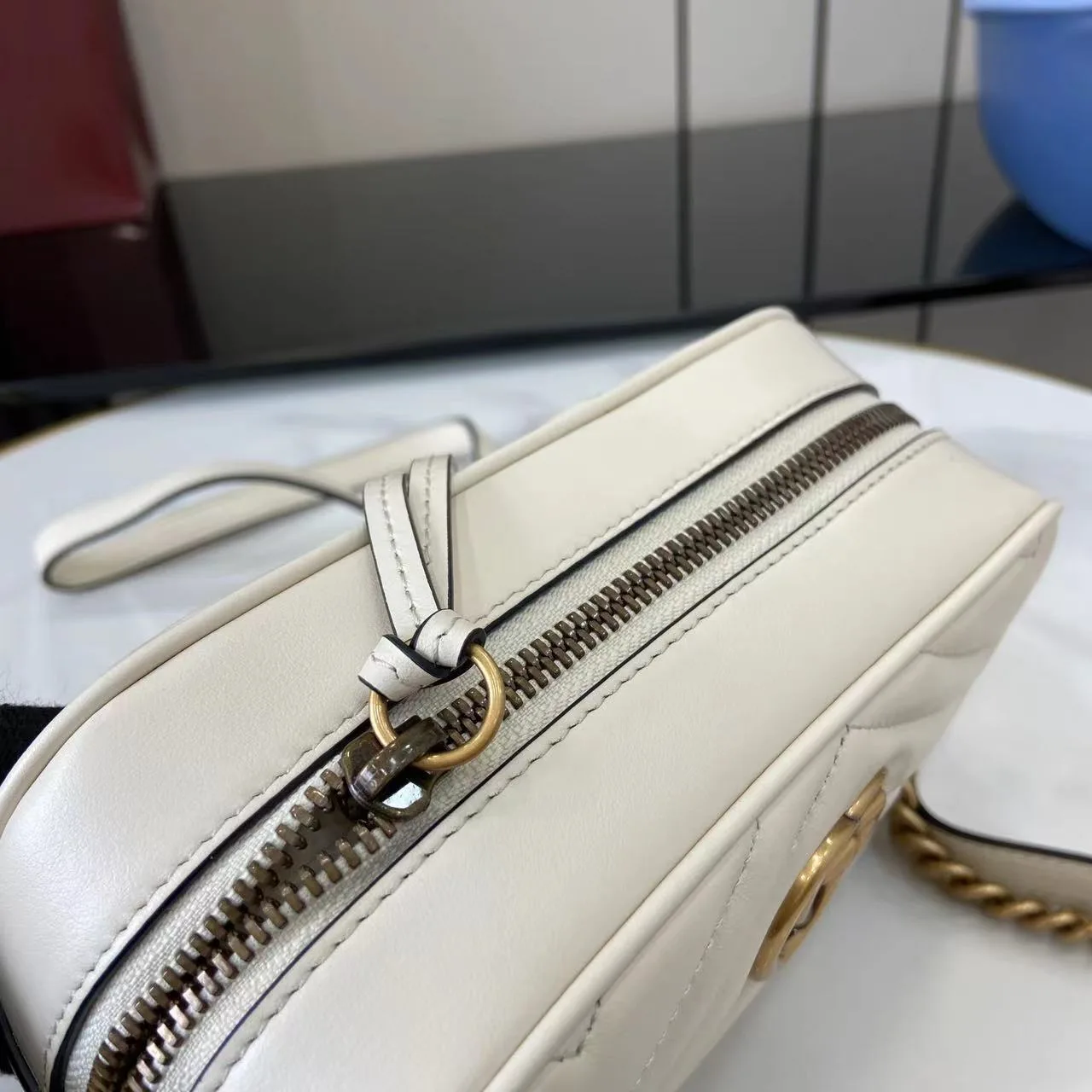 Gucci White Marmont GG Supreme Canvas Crossbody Bag product photo from LabelPicks
