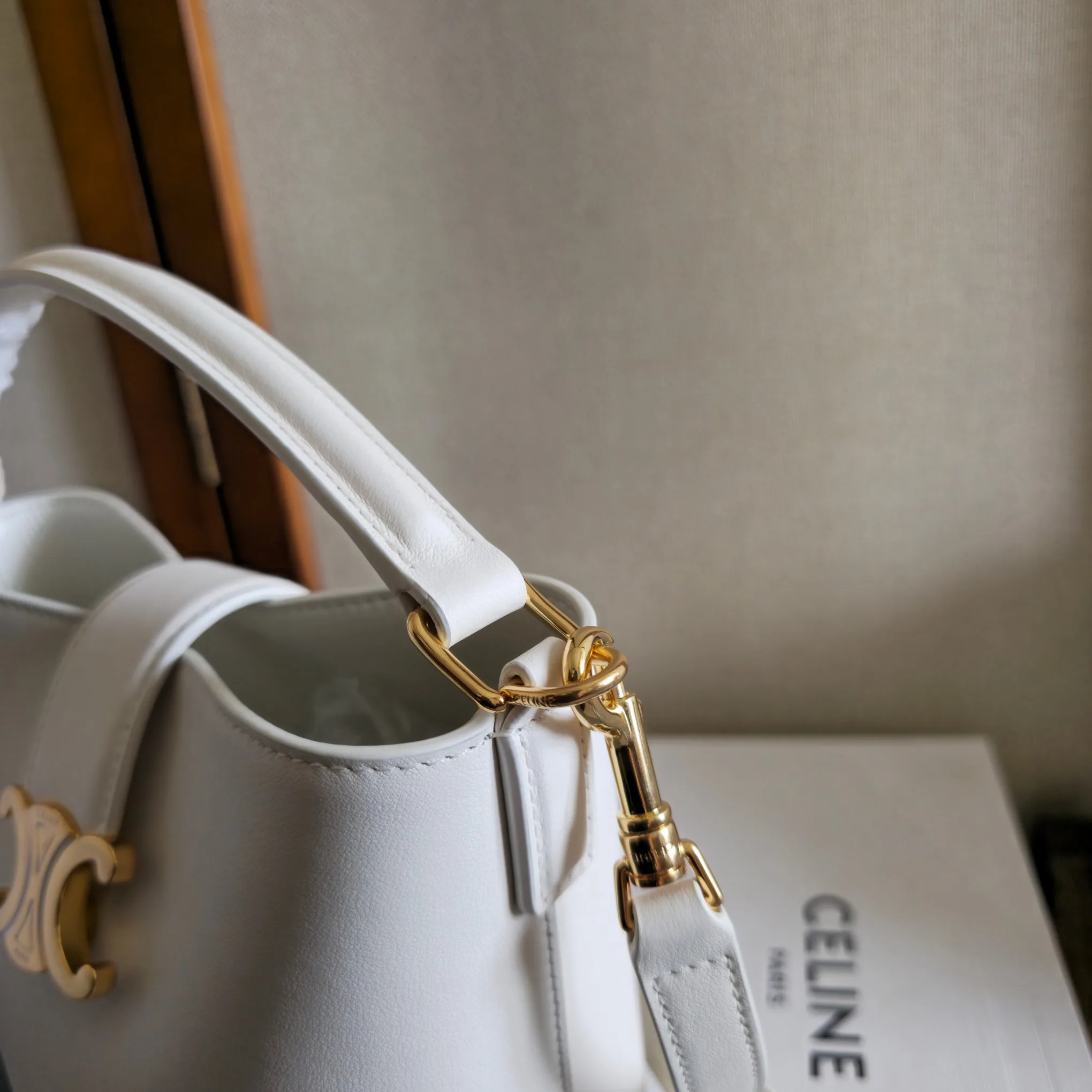 Celine White Louise Calfskin Bucket Bag product photo from LabelPicks