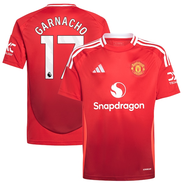 Alejandro Garnacho Manchester United adidas Youth 2024/25 Home Replica Player Jersey - Red