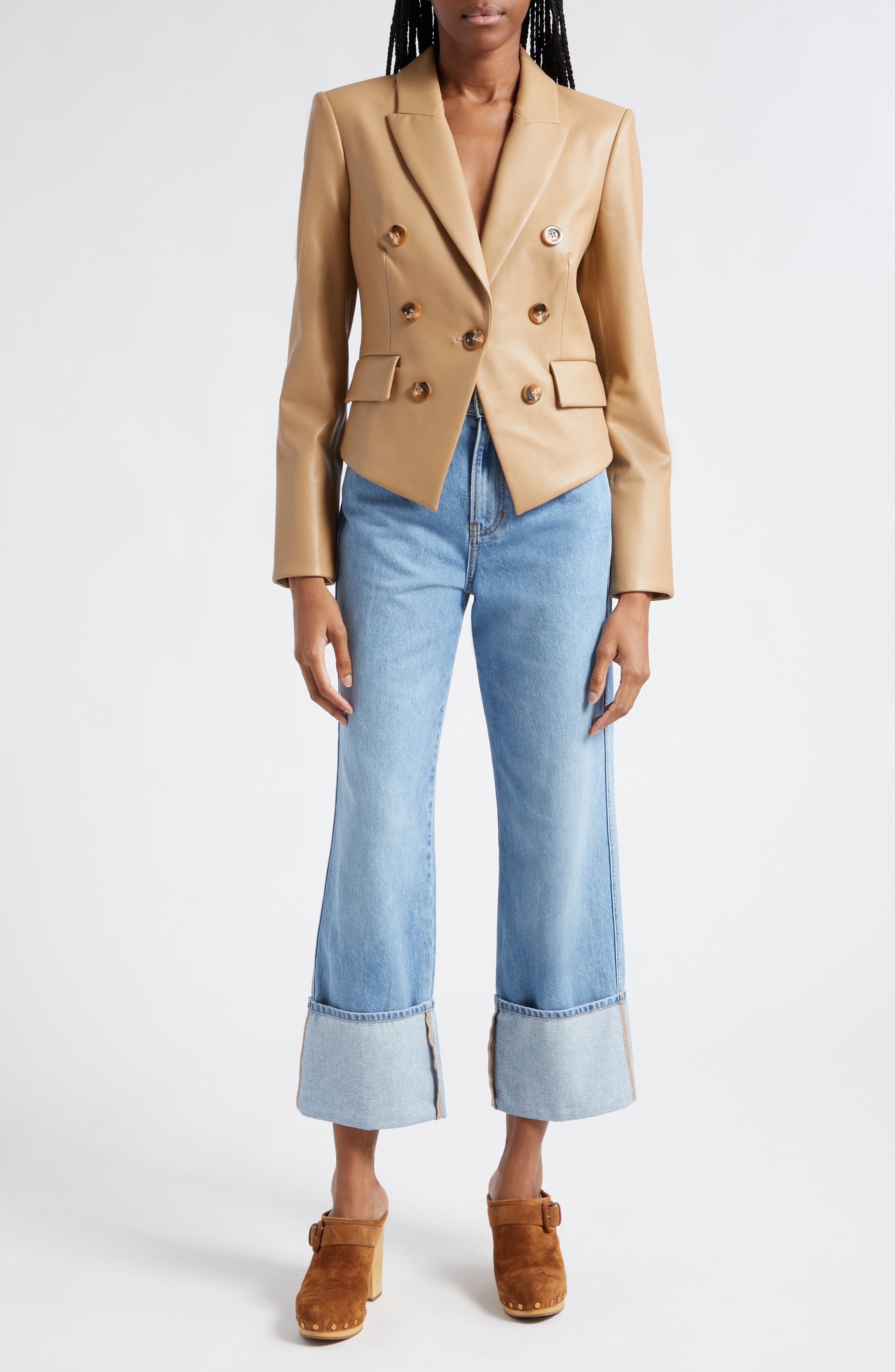 Veronica Beard Dylan Cuffed High Waist Relaxed Straight Leg Jeans