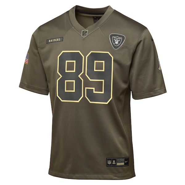Brock Bowers Las Vegas Raiders Nike Youth 2025 Salute to Service Game Jersey - Olive