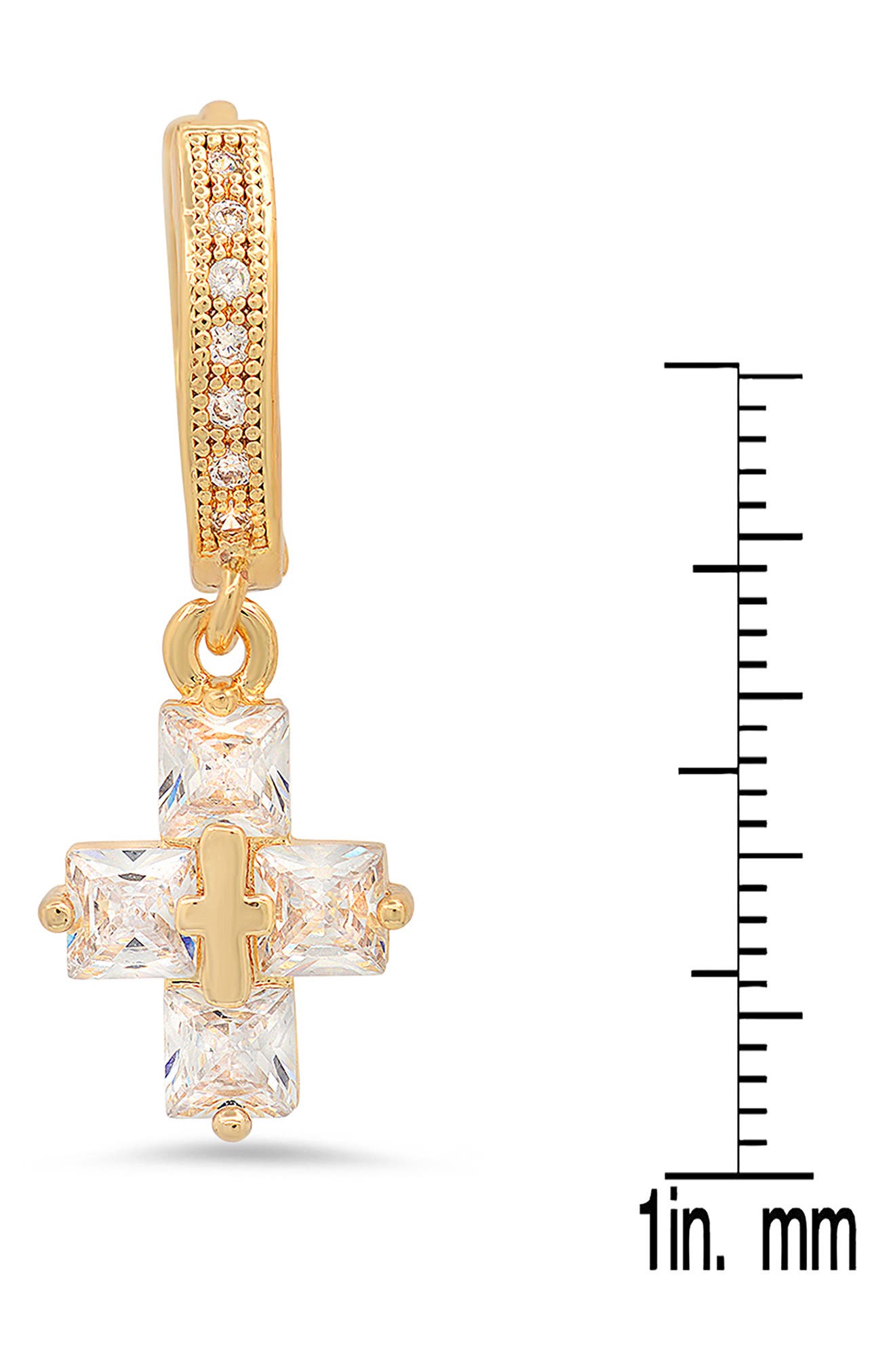 HMY JEWELRY 18K Gold Plated Crystal Cross Hoop Earrings