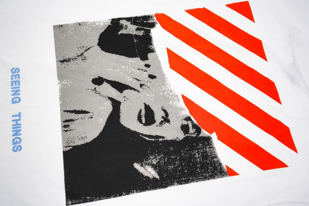 Off-White White Red Stripe Collage T-Shirt product photo from LabelPicks