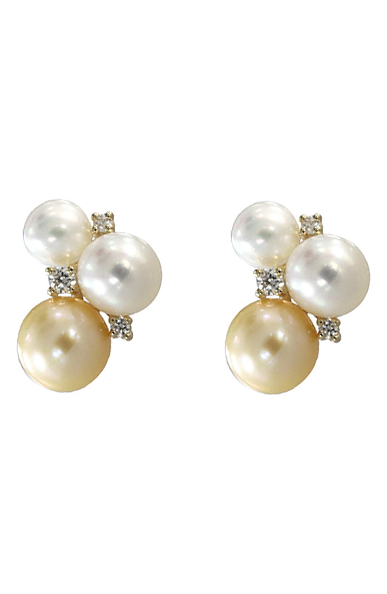 EFFY Diamond & 5-5mm Freshwater Pearl Stud Earrings