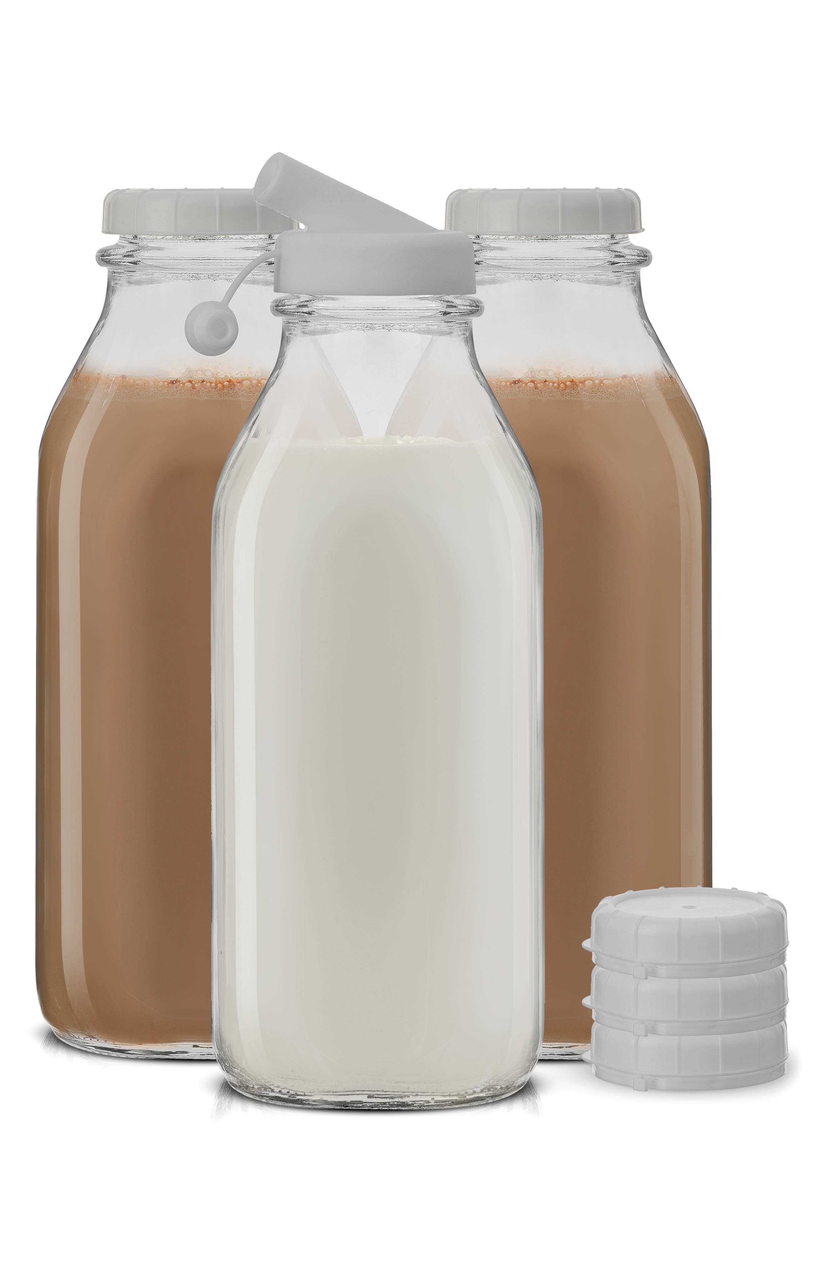 JoyJolt Set of 3 Reusable Glass Beverage Bottles - 32 oz.