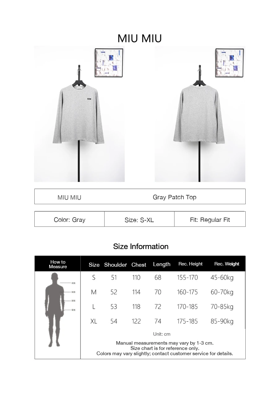 Miu Miu Grey Badge Embroidered Crewneck Long Sleeve T-Shirt product photo from LabelPicks