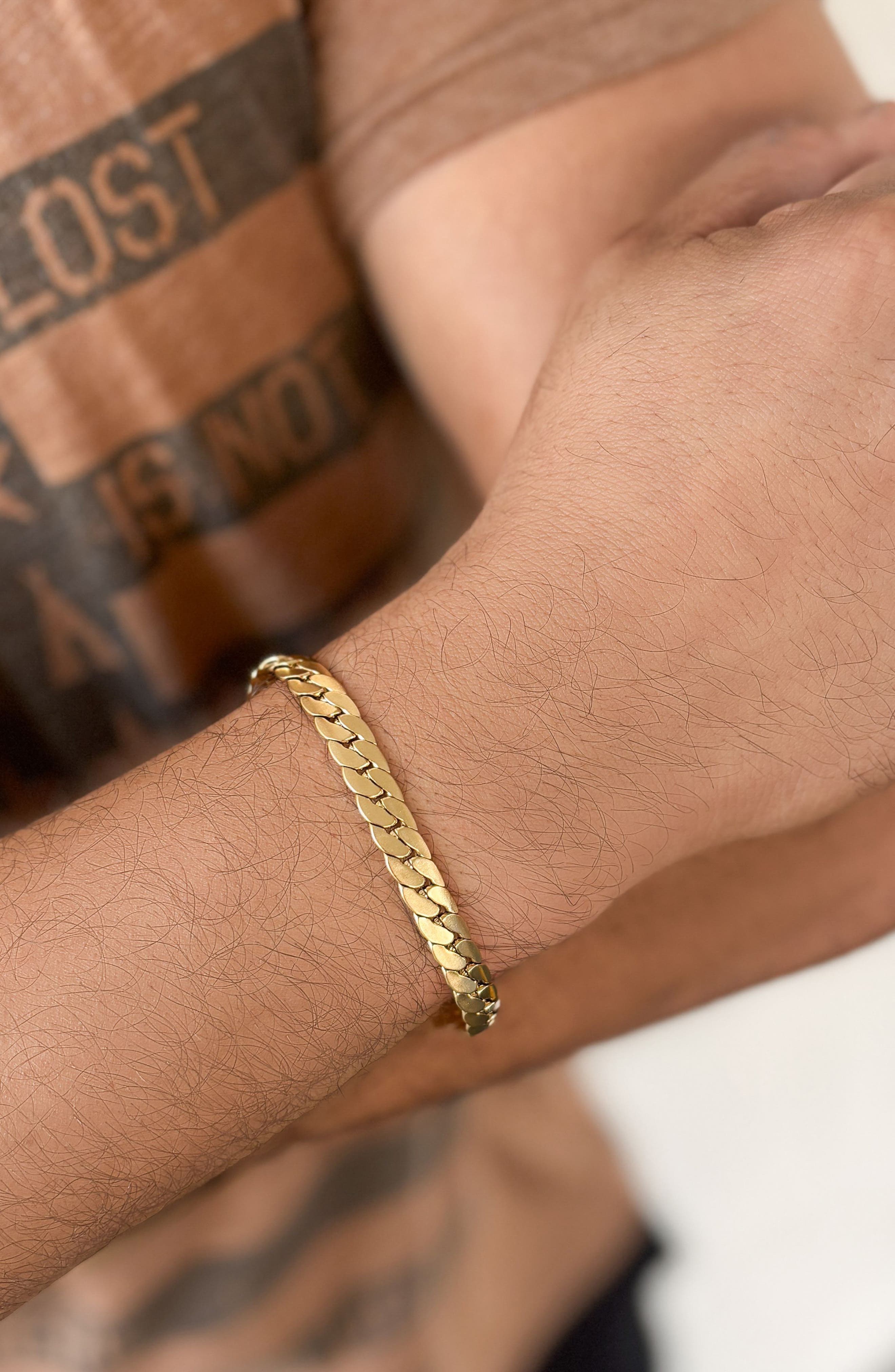 Adornia Men's 18K Gold Plated Stainless Steel Curb Chain Bracelet