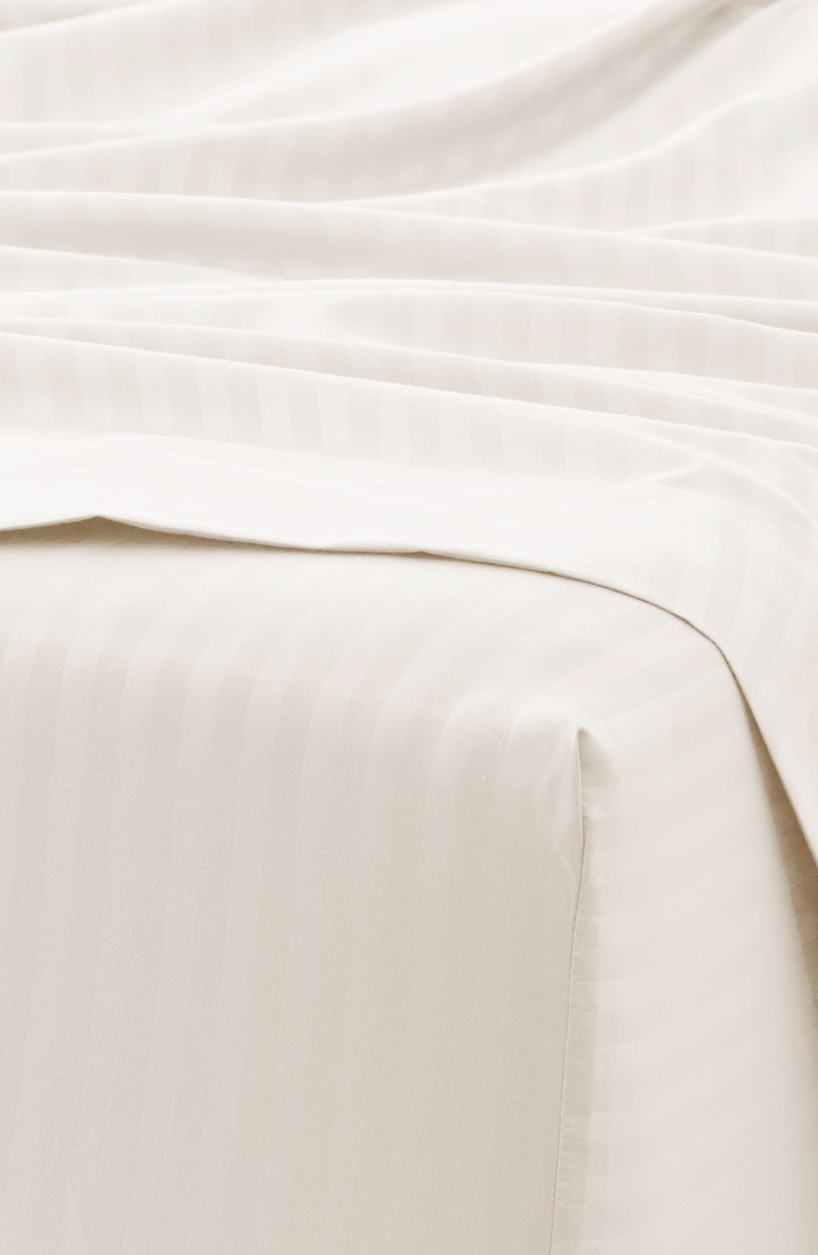 HOMESPUN Twin Hotel Collection Premium Ultra Soft 3-Piece Stripe Bed Sheet Set - Ivory