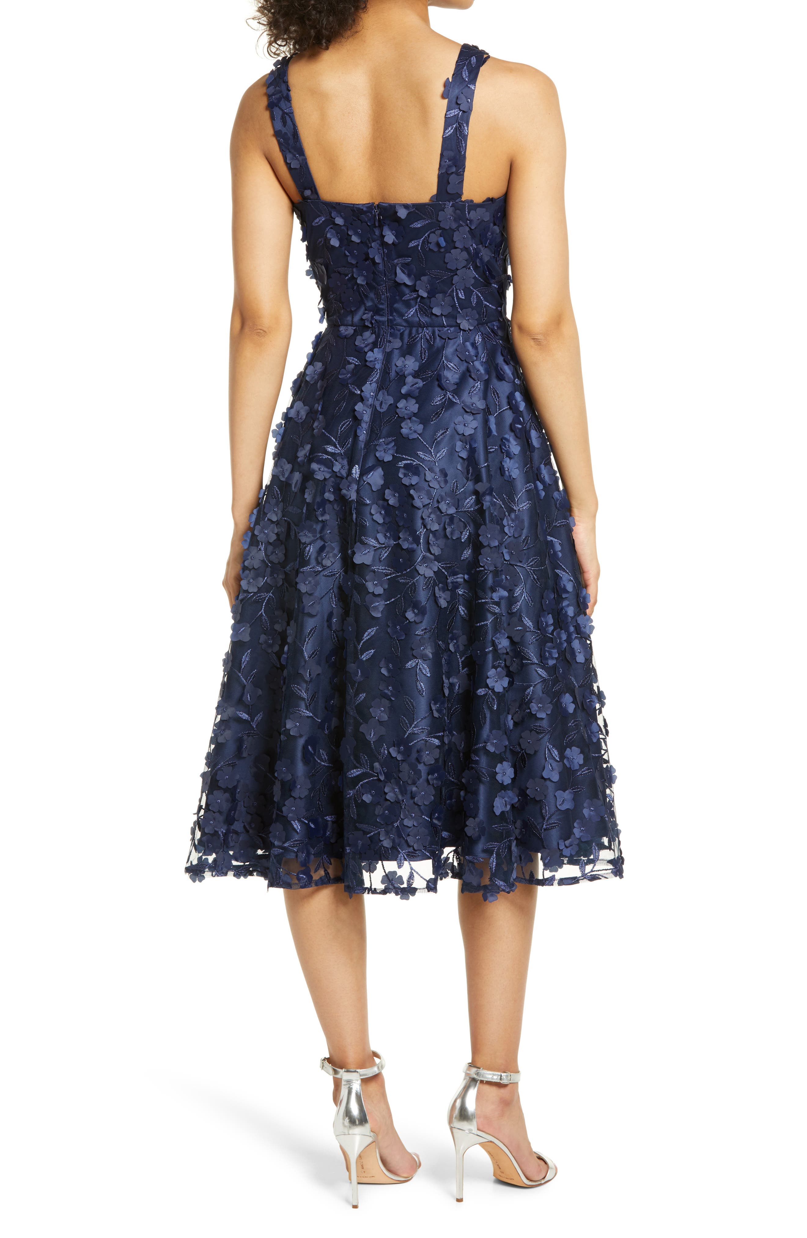 Eliza J 3D Appliqué Fit & Flare Cocktail Dress