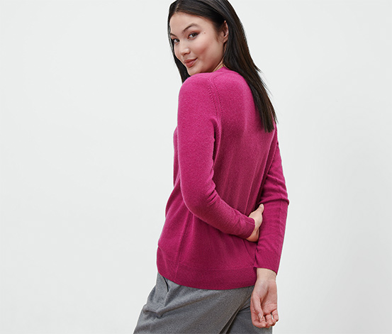 Feinstrickpullover mit Cashmere, berry