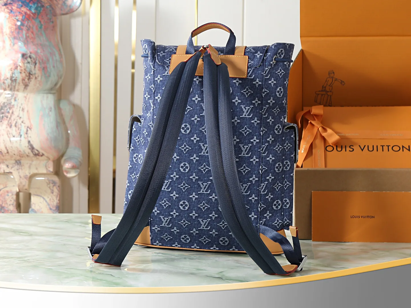Louis Vuitton Christopher Blue Calfskin Backpack product photo from LabelPicks