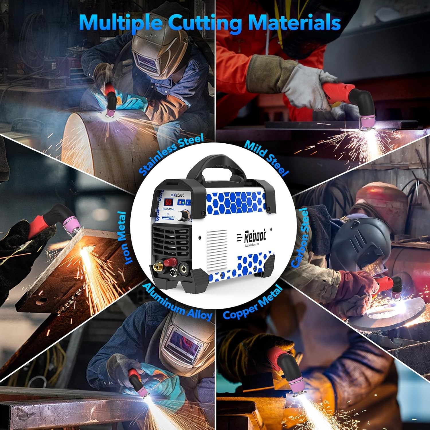 Non-Touch Pilot Arc Plasma Cutter, 60Amp 240V, 16MM Max Cut, Consumable Set Included - Ideal for DIY Project,RBC6000L