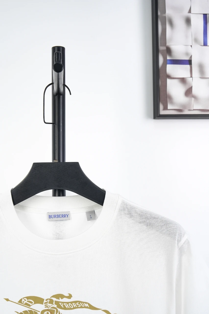 Burberry White Equestrian Knight Check Print Cotton T-Shirt product photo from LabelPicks