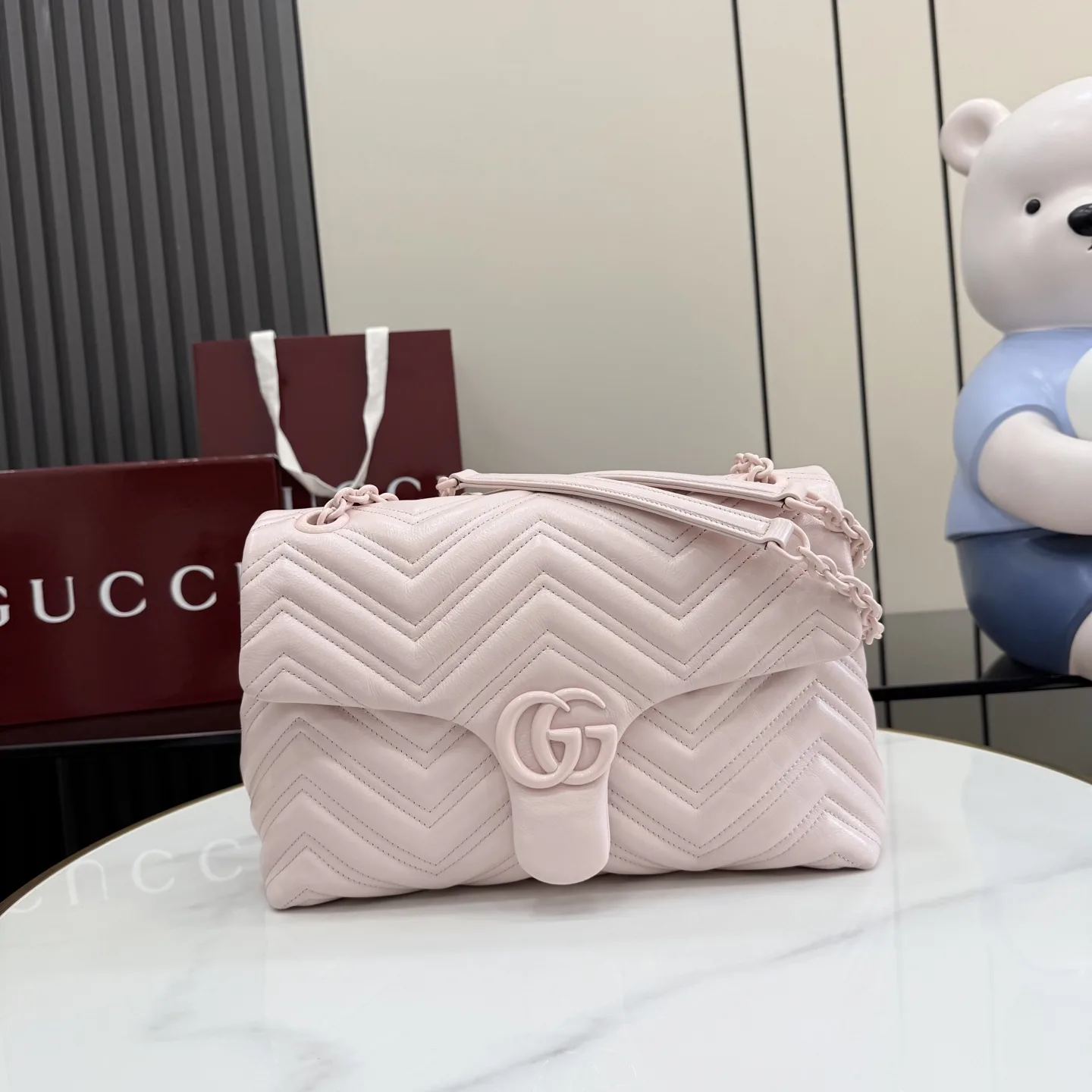Gucci Marmont Pink GG Supreme Canvas Shoulder Bag product photo from LabelPicks