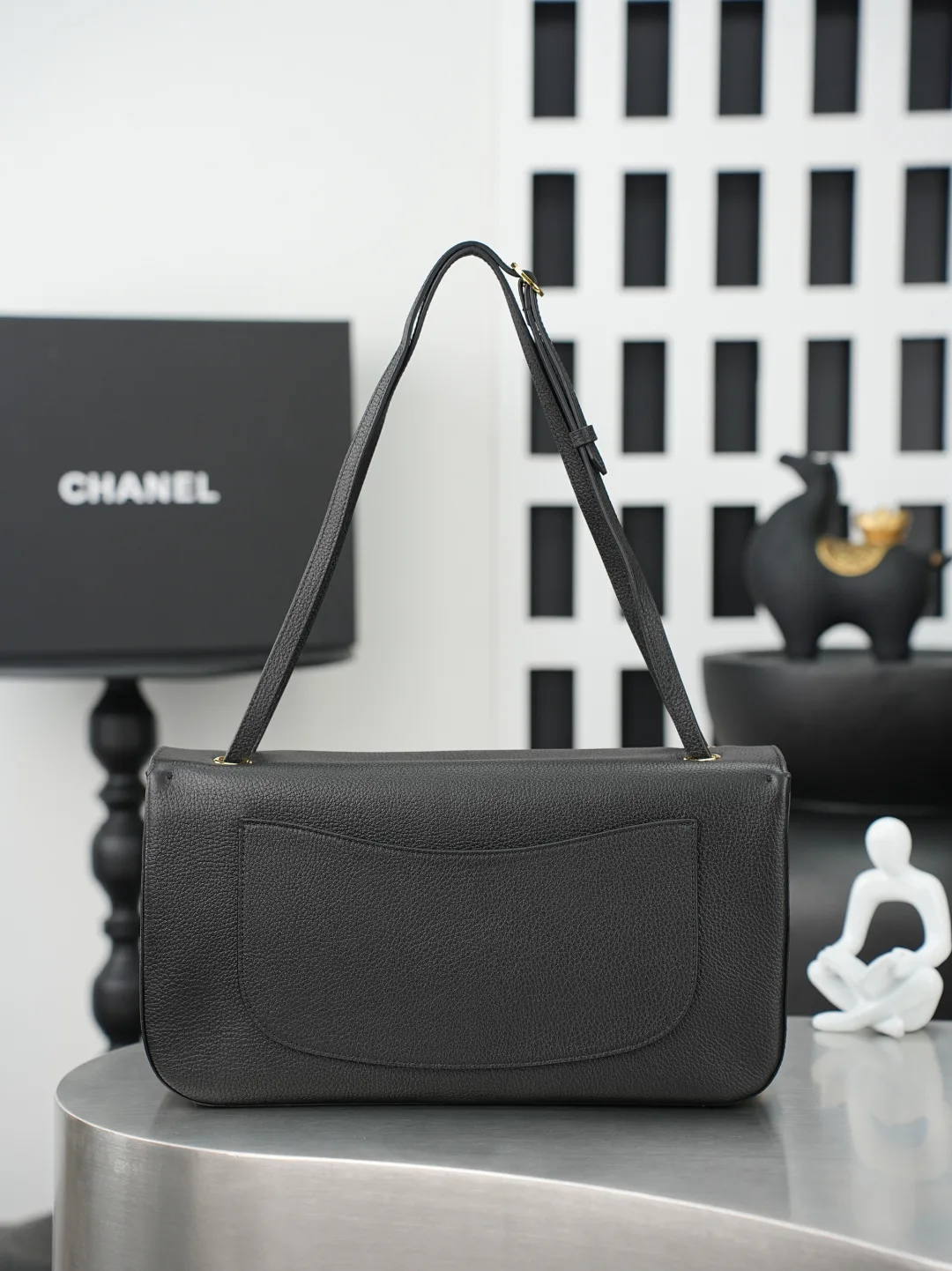 Chanel Classic Flap Black Grained Leather Shoulder Bag product photo from LabelPicks