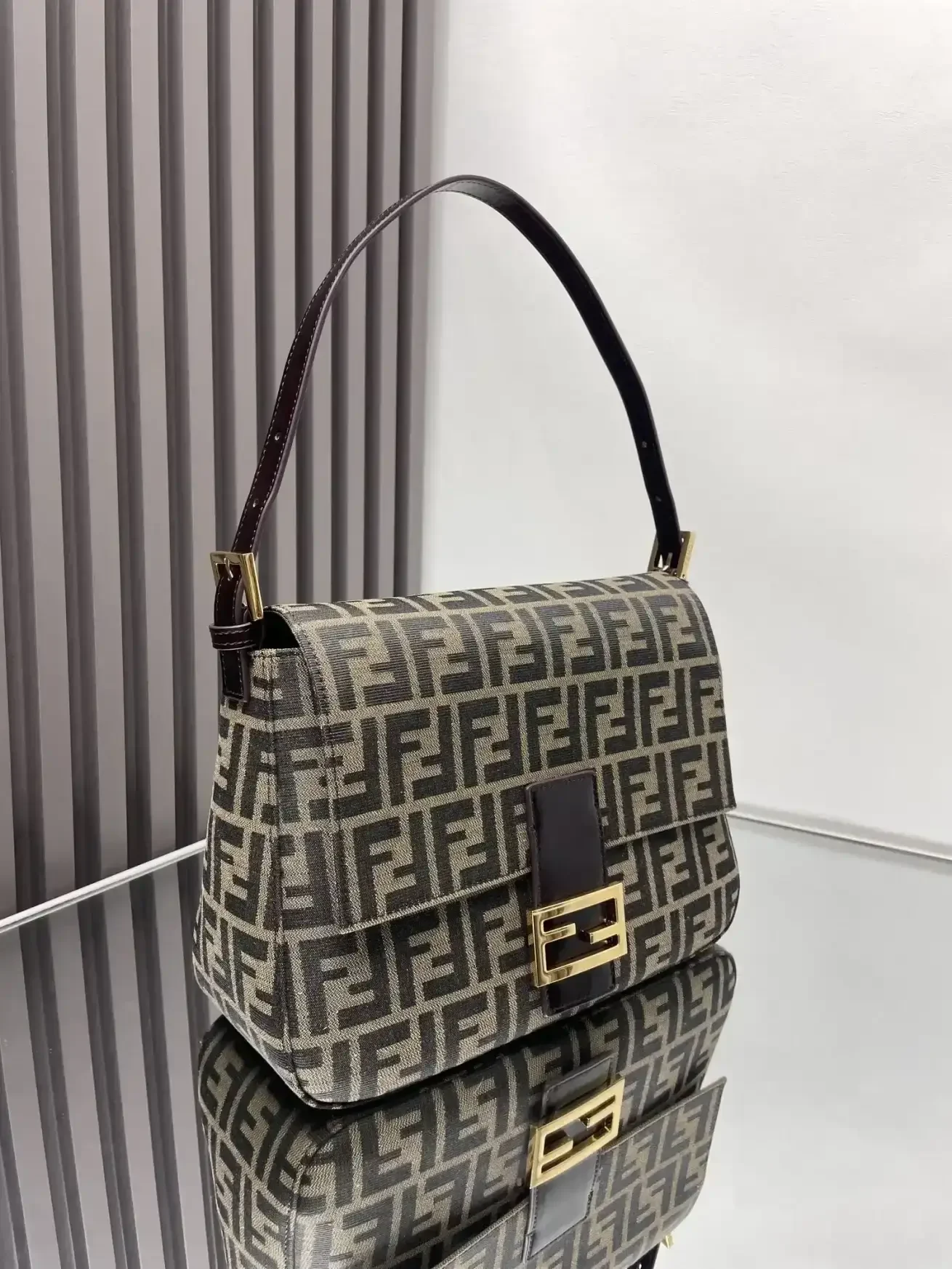 Fendi Baguette Brown Calfskin Shoulder Bag product photo from LabelPicks
