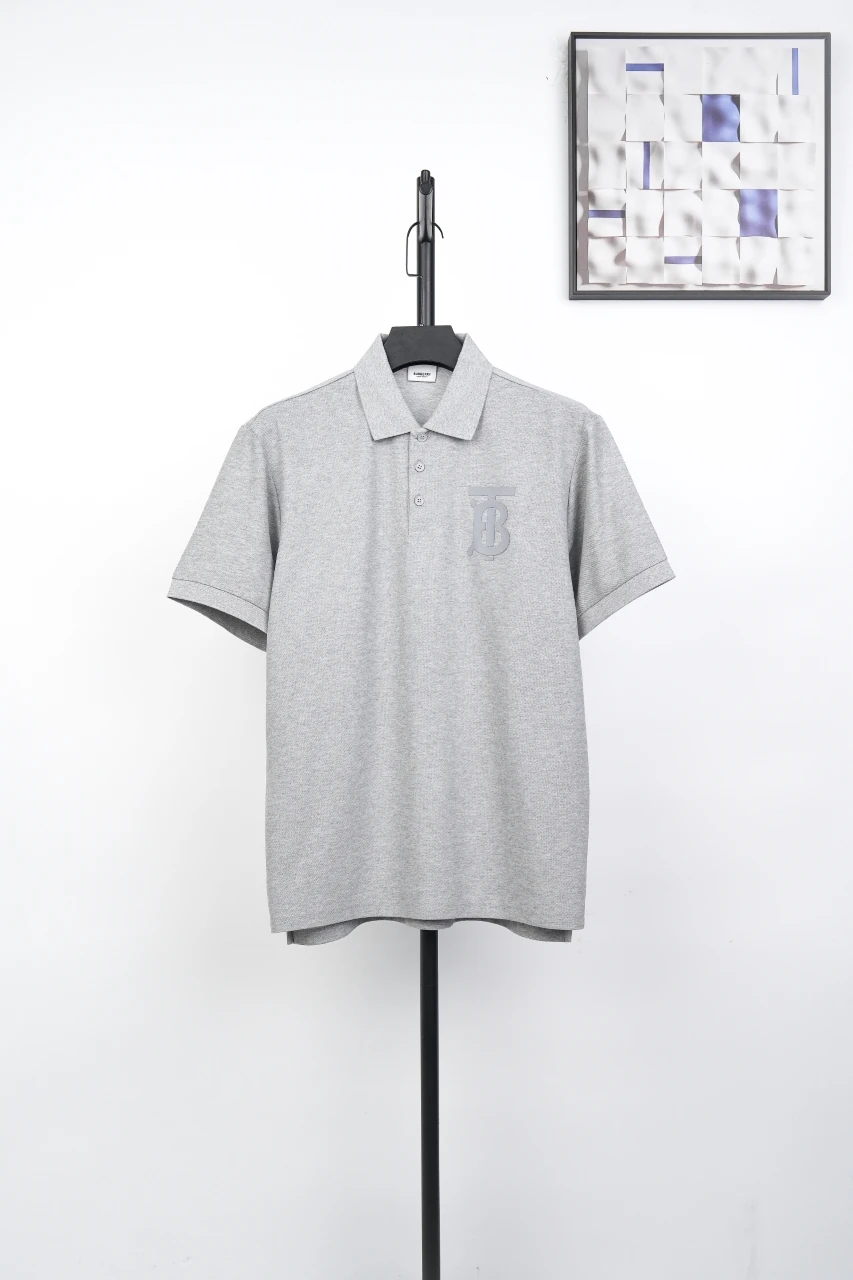 Burberry Grey BT Letter Short Sleeve Polo Shirt product photo from LabelPicks