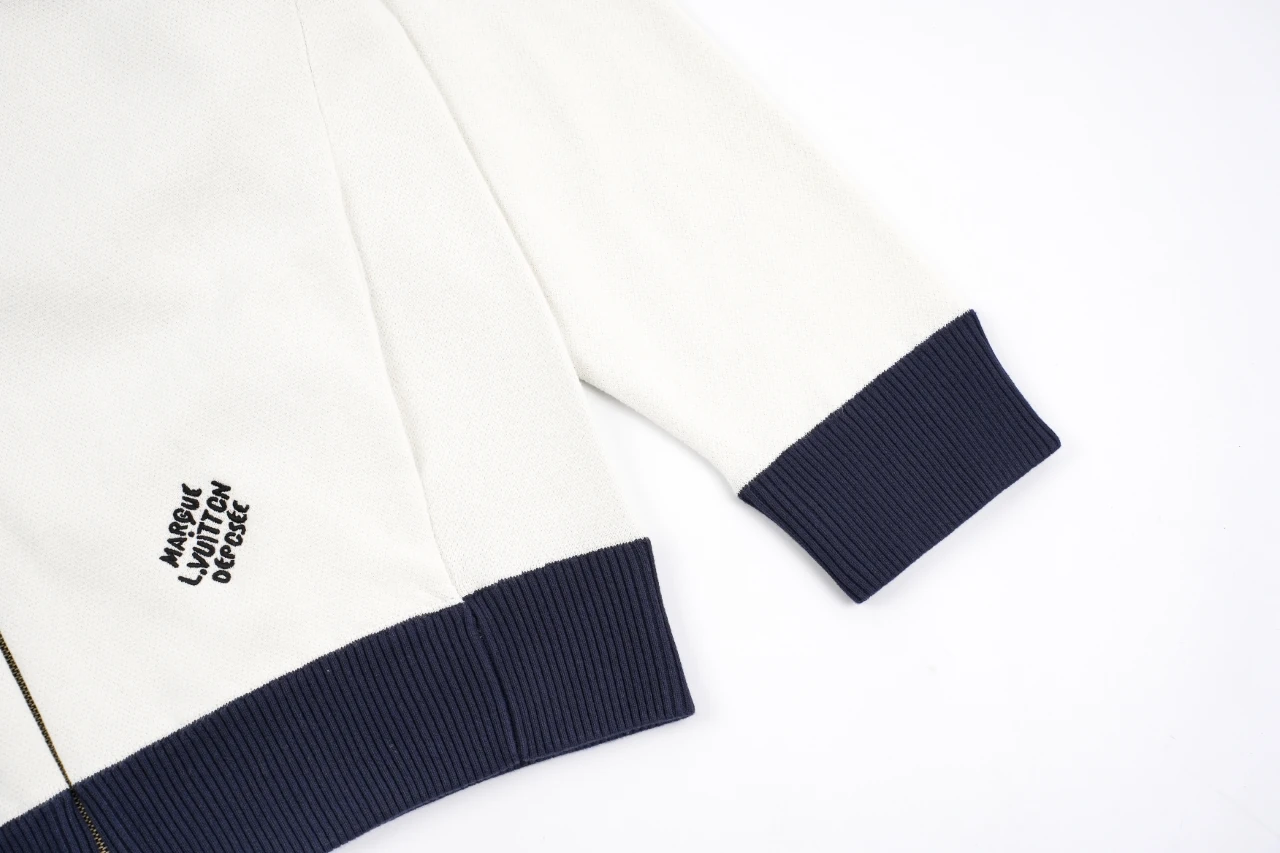 Louis Vuitton Off White Navy Contrast Stand Collar Jacket product photo from LabelPicks