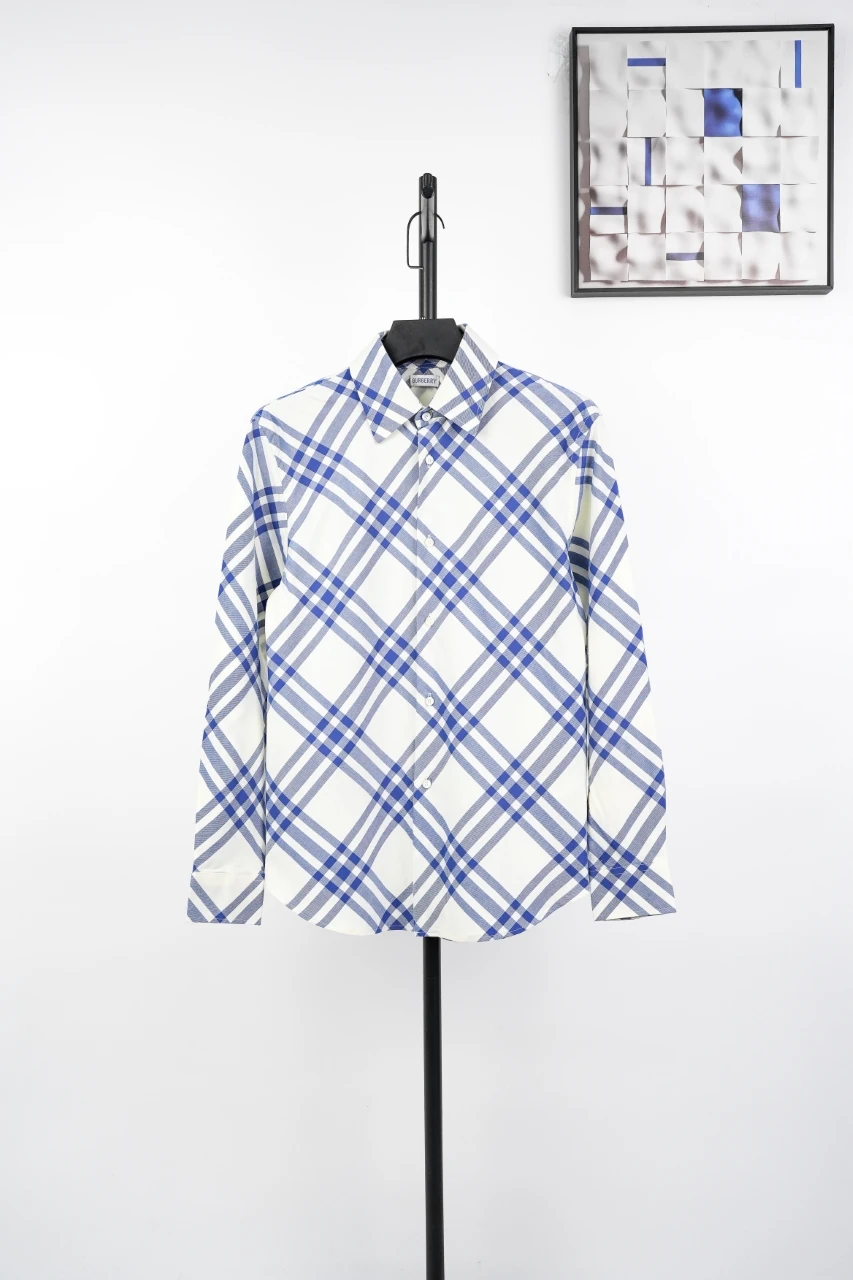 Burberry Blue White Check Long Sleeve Shirt product photo from LabelPicks