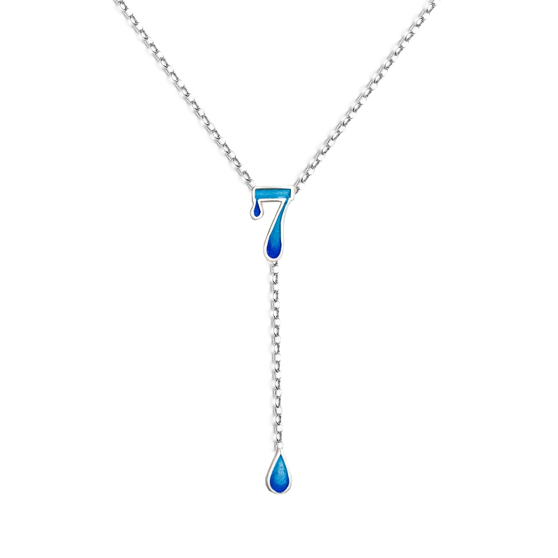 Blue 925 Sterling Silver Lucky Number 7 Necklace