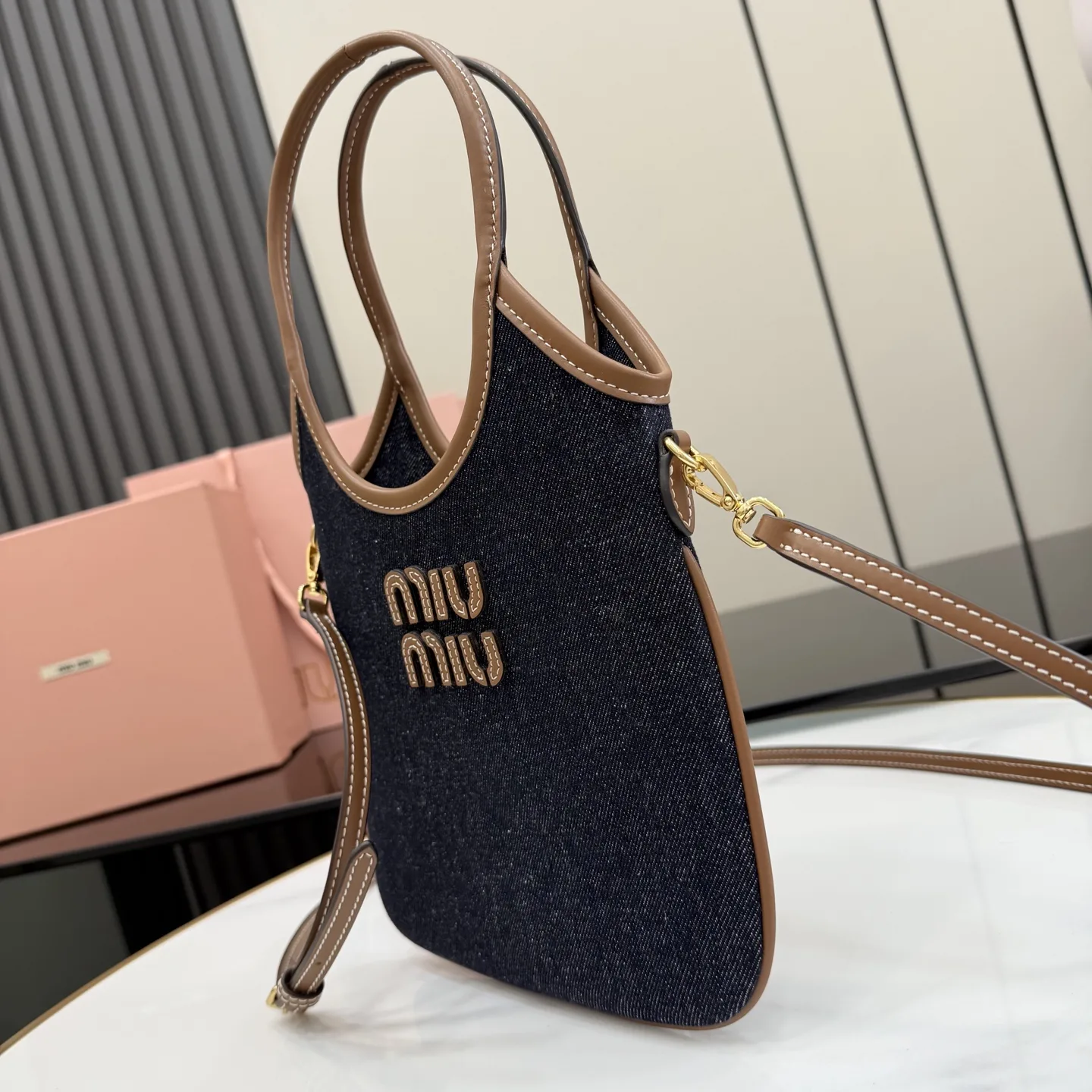 Miu Miu Brown Denim Tote Bag product photo from LabelPicks