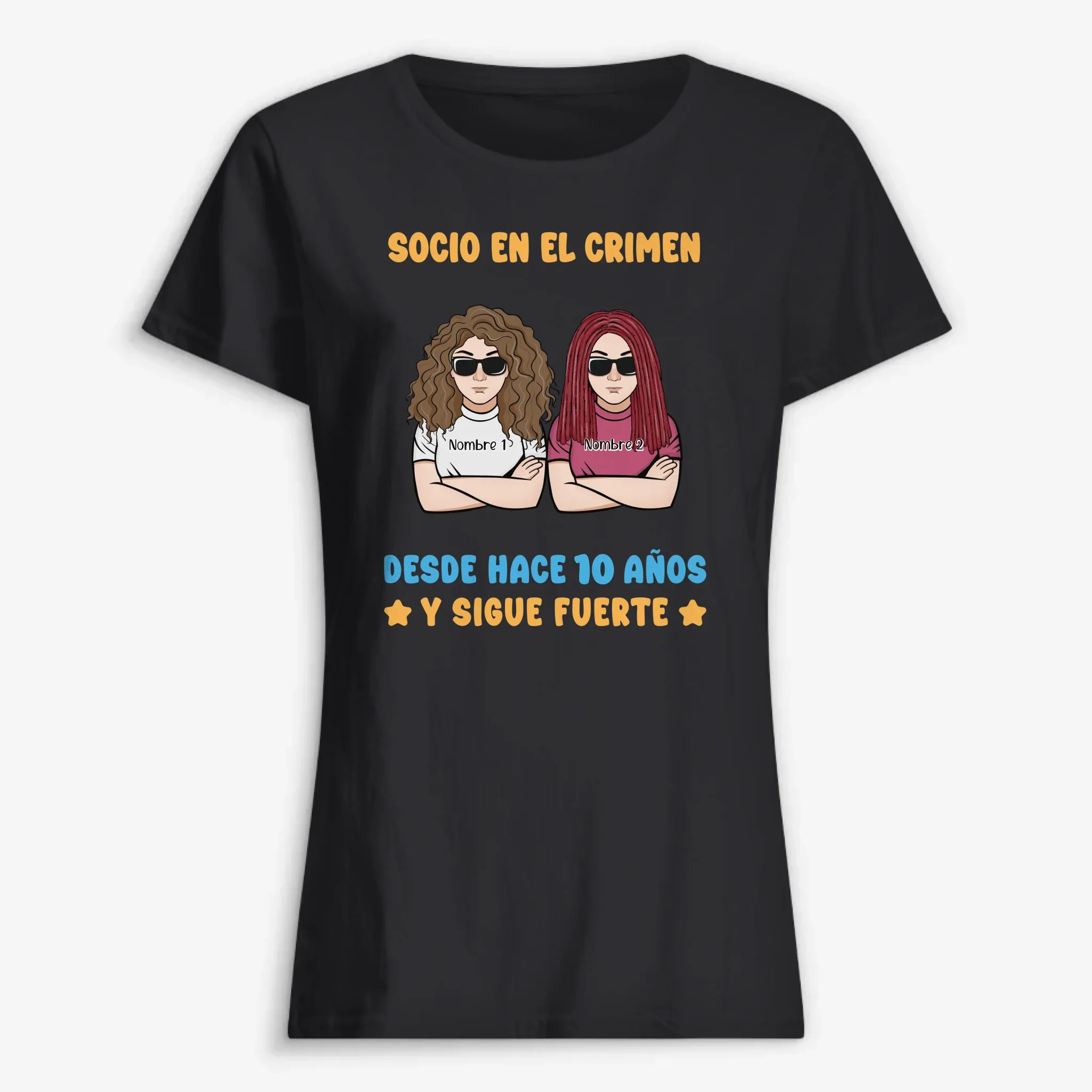 Personalizar Camisetas Para Amigas | Personalizado Regalo Amiga | Socio en el crimen Desde hace 10 años