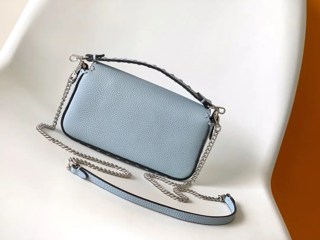 Fendi Silver Baguette Grained Leather Shoulder Bag product photo from LabelPicks
