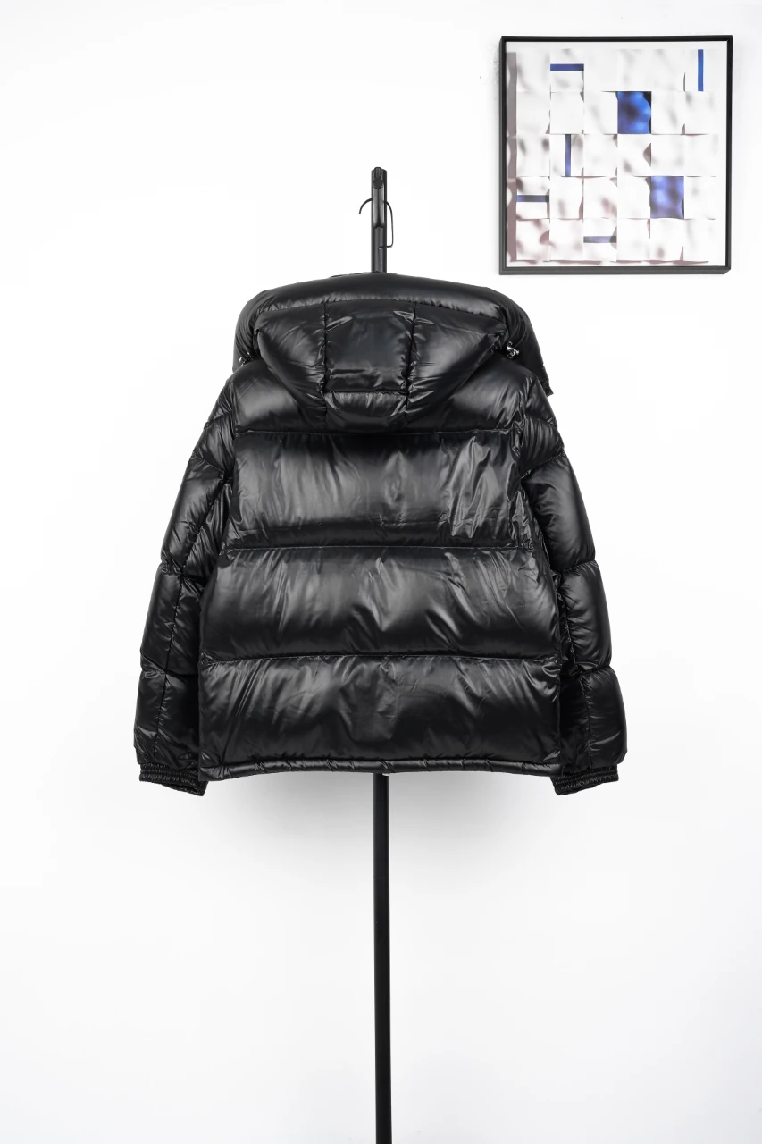Moncler Black Glossy Down Jacket with Stripe Detail product photo from LabelPicks