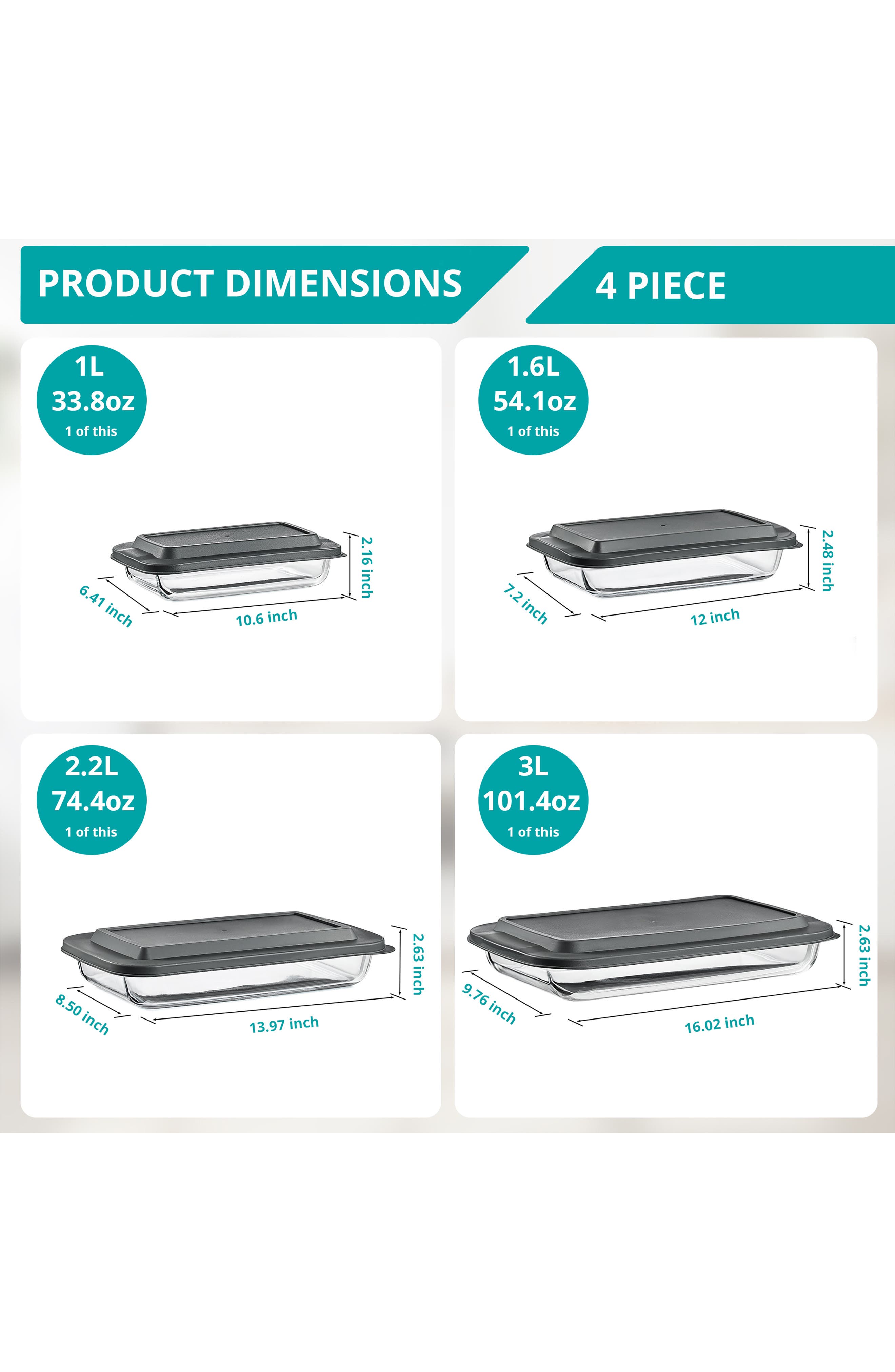 SORBUS 4-Piece Deep Dish Baking Dish Set