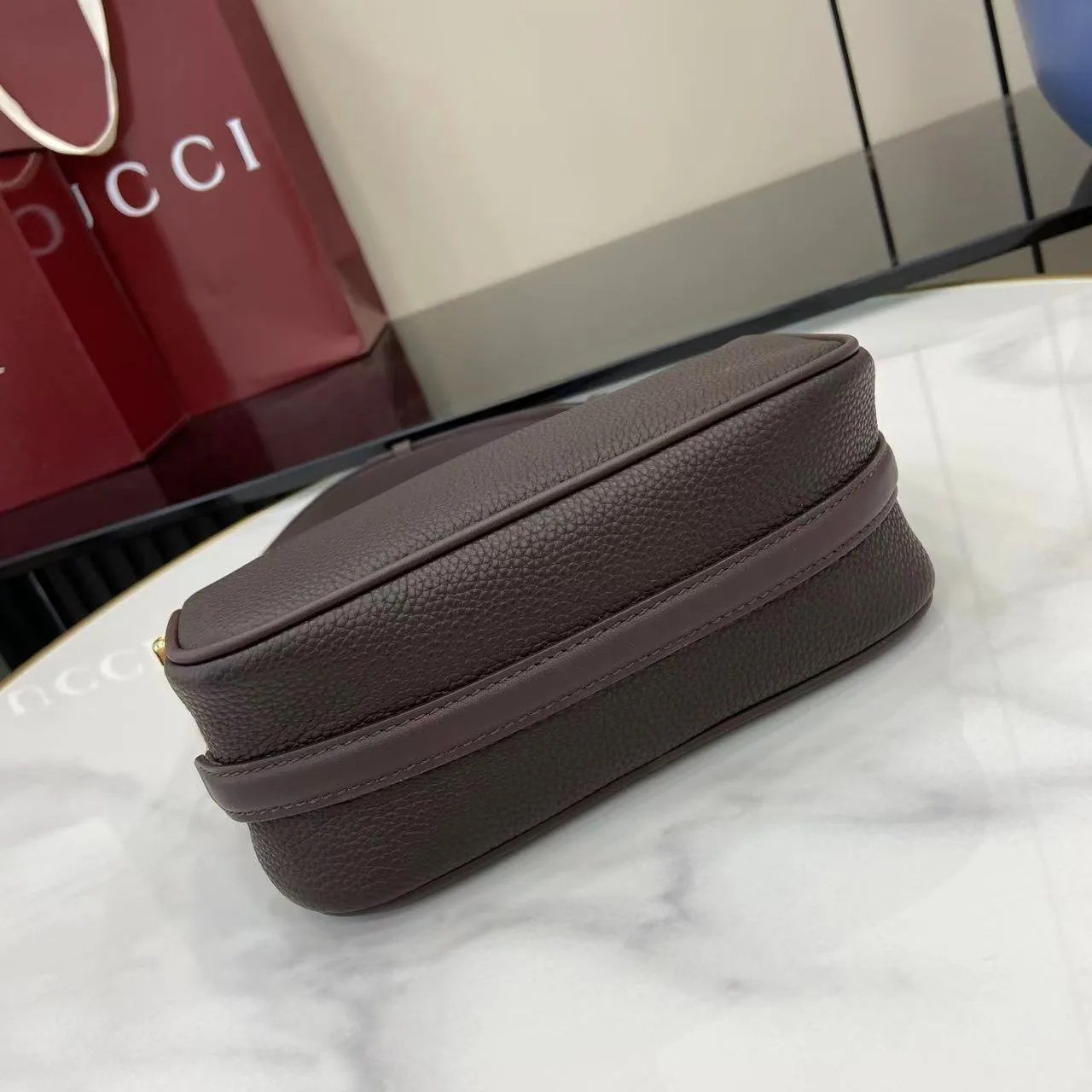 Gucci Brown Grained Leather Crossbody Bag product photo from LabelPicks
