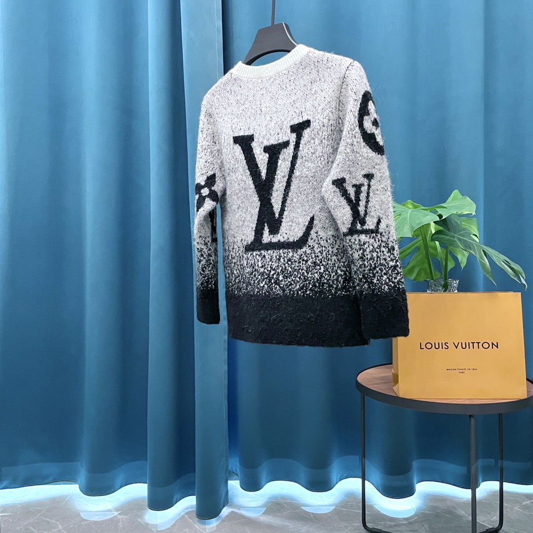 Gradient Jacquard Long Sleeve Knitted Sweater