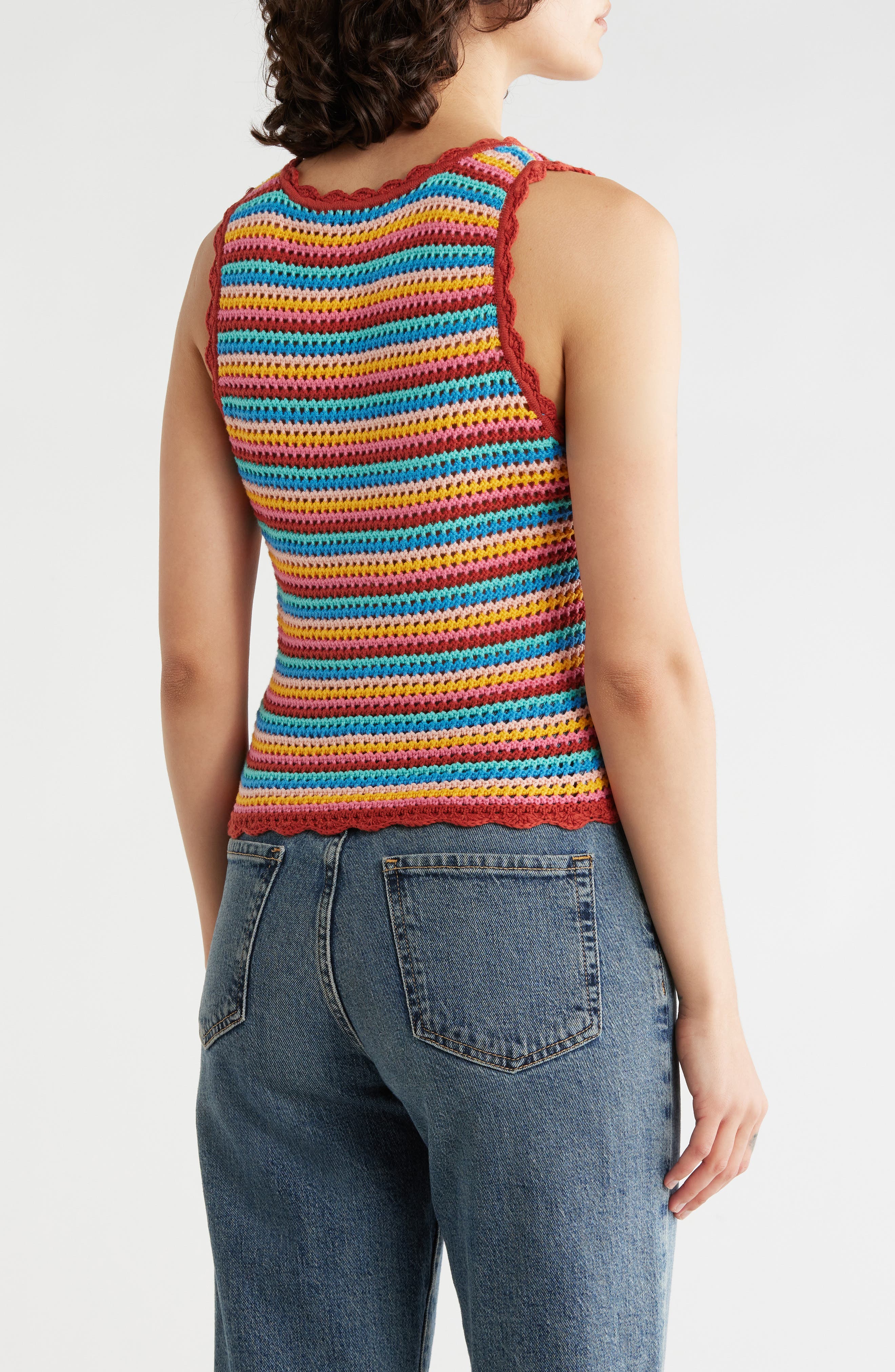 Tori Richard Gianna Rainbow Crochet Tank