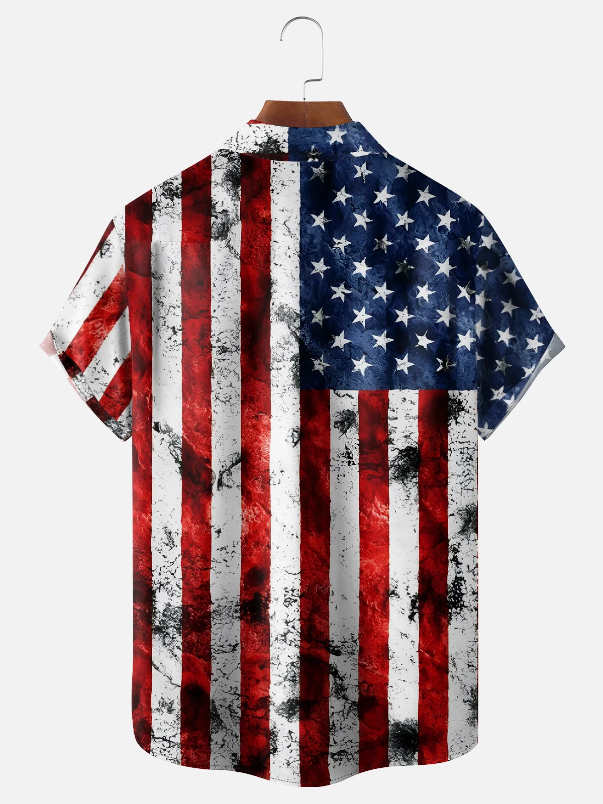 American Flag Bigfoot Chest Pocket Breathable Casual Shirt