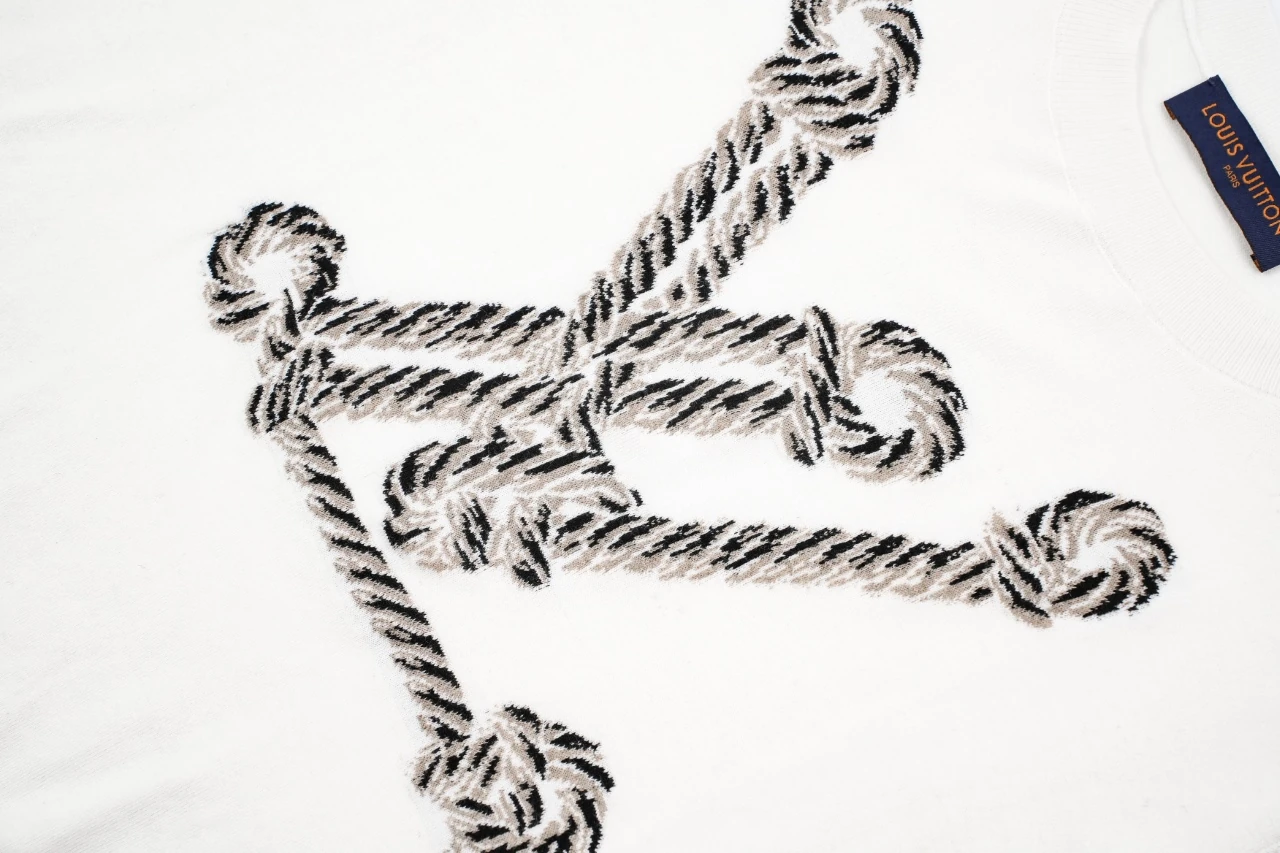 Louis Vuitton White Rope Monogram Letter Jacquard T-Shirt product photo from LabelPicks