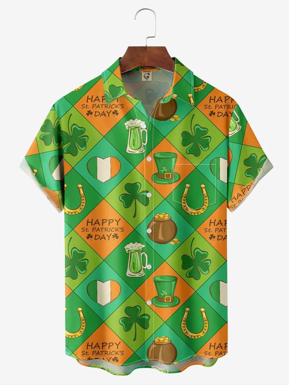 St. Patrick's Day Chest Pocket Short Sleeve Casual Shirt