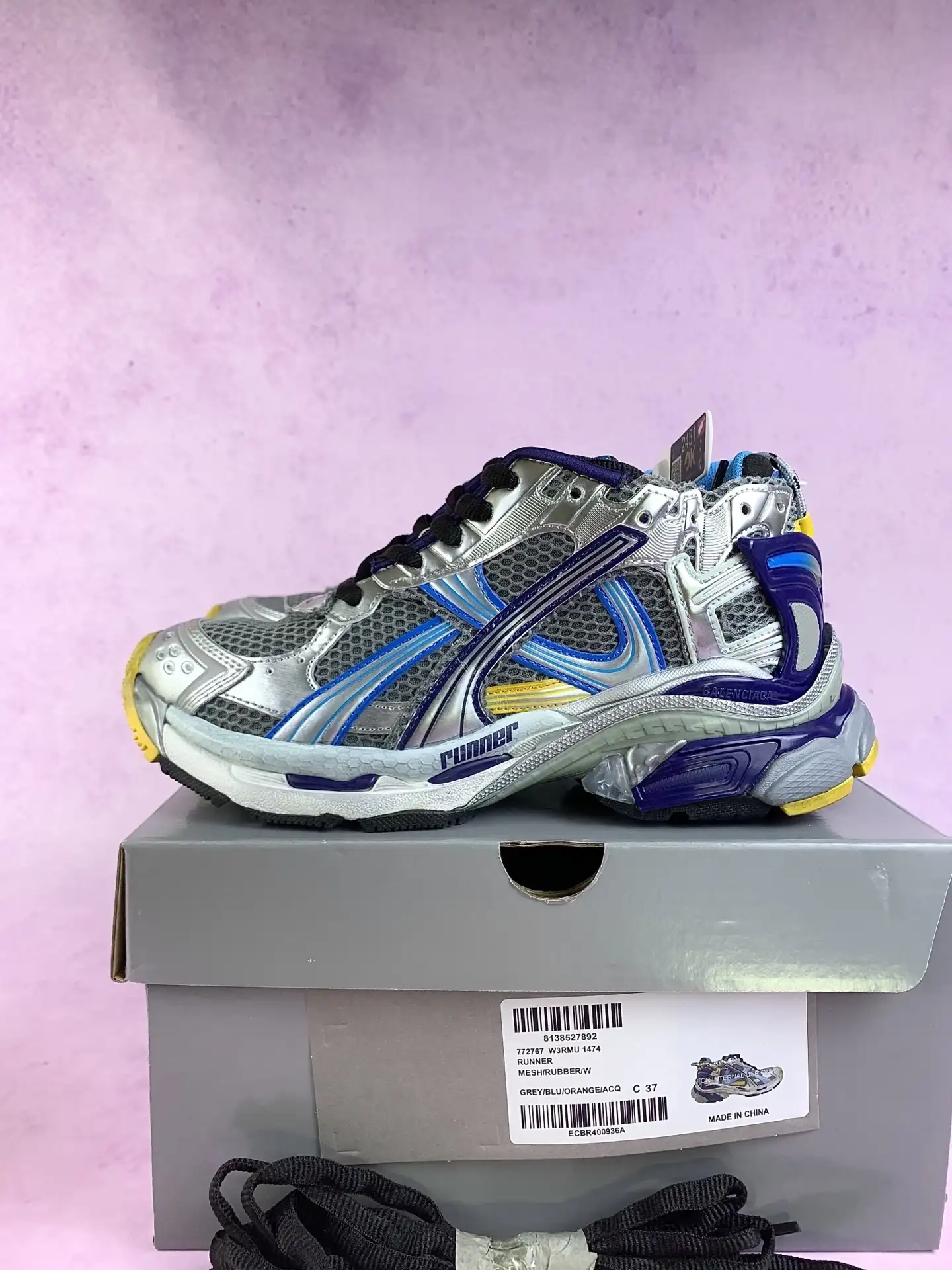 Runner Sneaker in Grey/Blue/Orange/Aqua product photo from LabelPicks