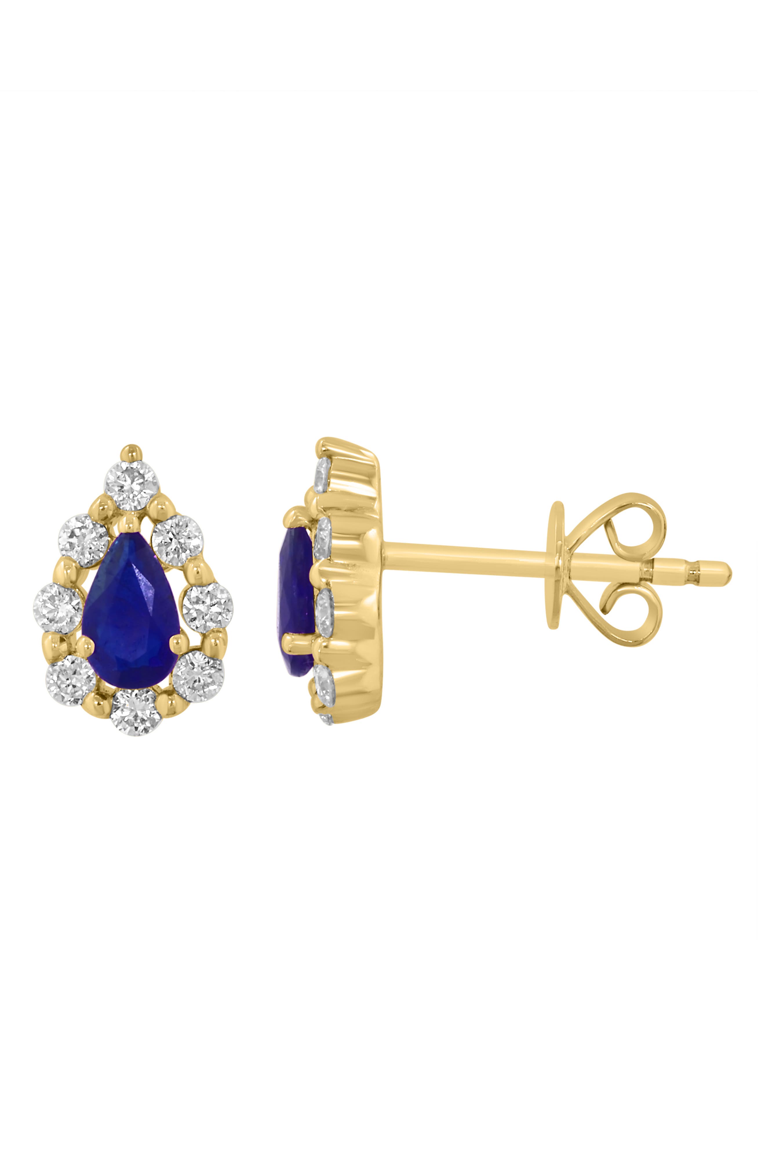 EFFY Pear Cut Sapphire & Diamond Halo Stud Earrings