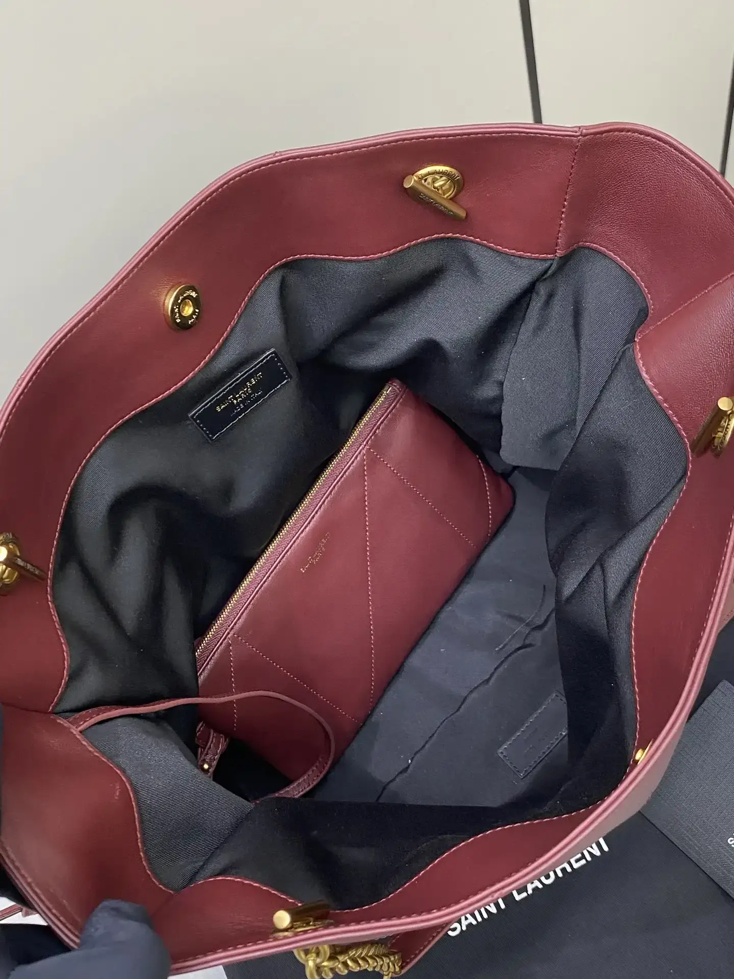 Saint Laurent Jamie Burgundy Lambskin Bucket Bag product photo from LabelPicks