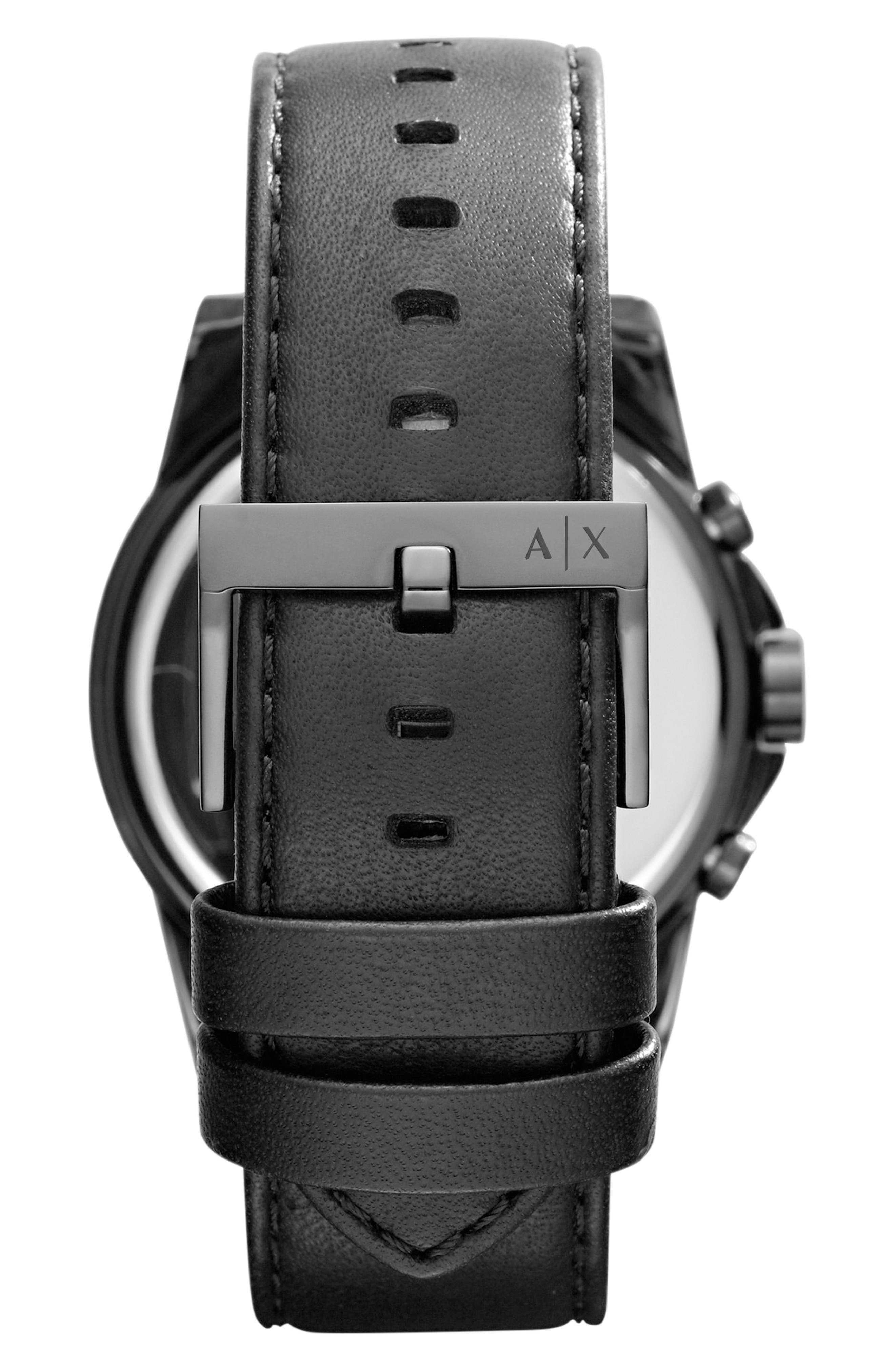 AX Armani Exchange Chronograph Leather Strap Watch