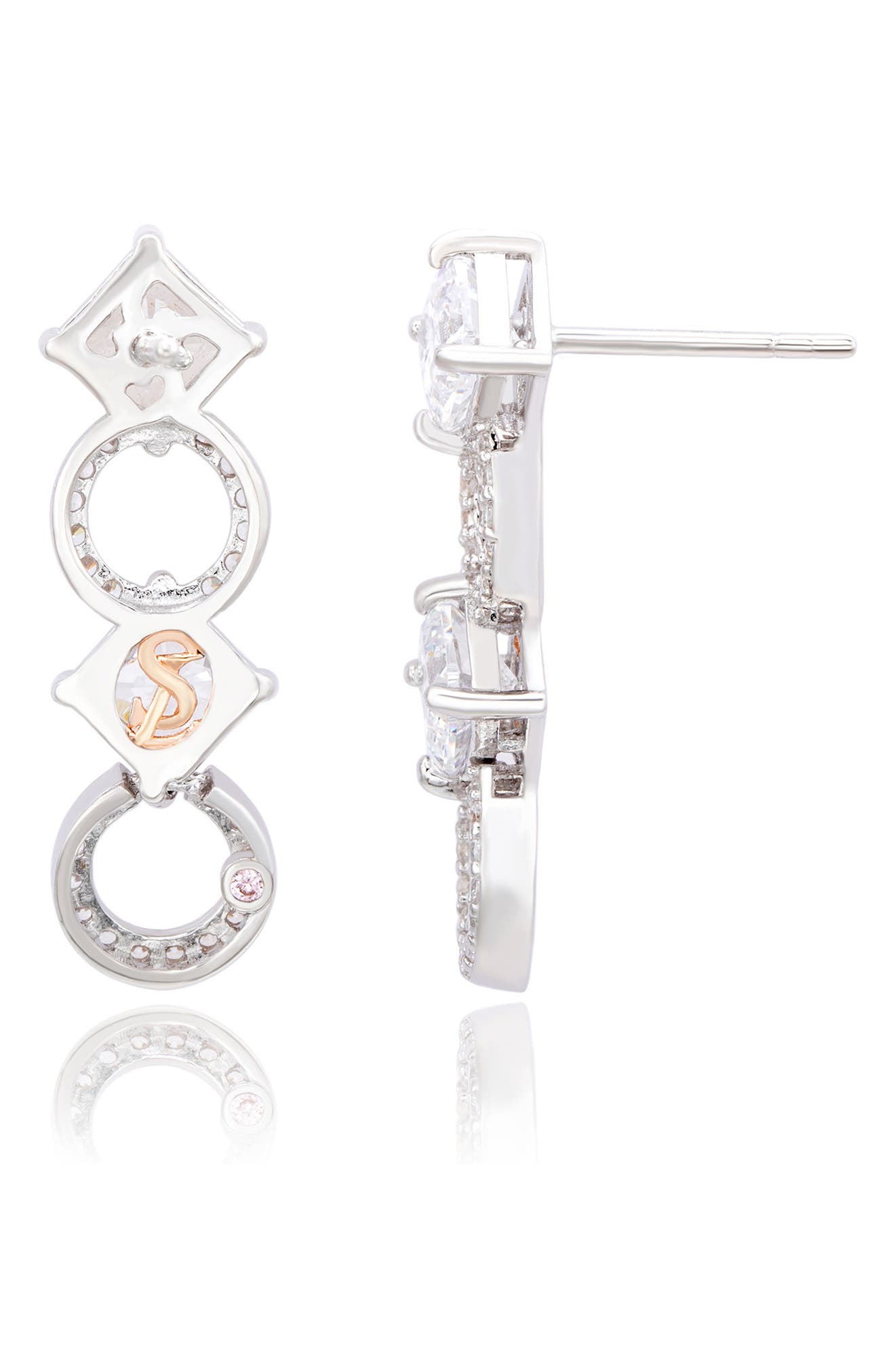 SUZY LEVIAN Sterling Silver CZ Link Drop Earrings