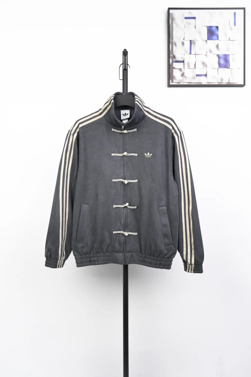 adidas Originals Charcoal Suede Toggle-Collar Jacket product photo from LabelPicks